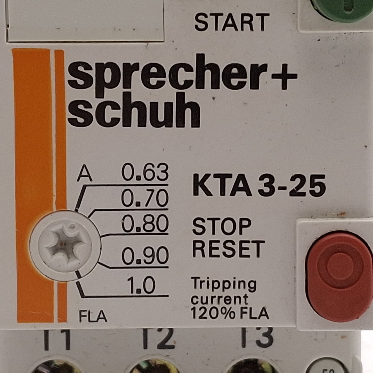 Used Sprecher+Schuh KTA3-25-1A Motor Controller Circuit Breaker, 3-Pole, 0.63-1A