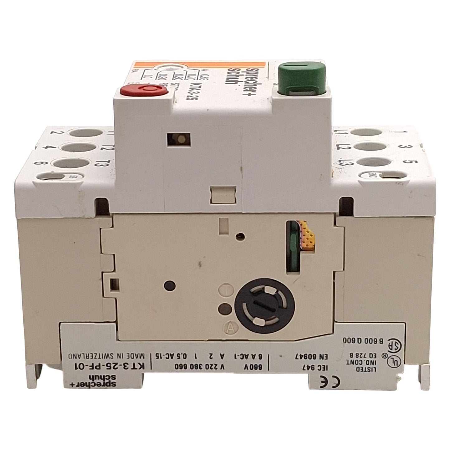 Used Sprecher+Schuh KTA3-25-1A Motor Controller Circuit Breaker, 3-Pole, 0.63-1A
