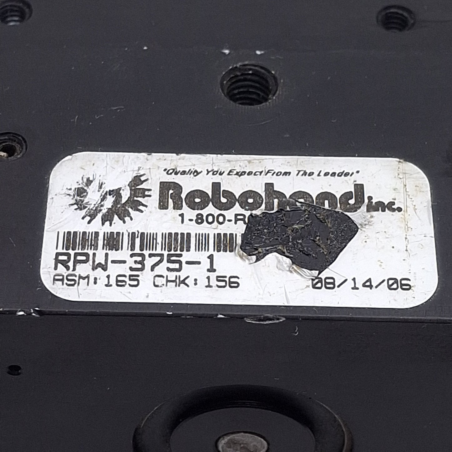 Used Robohand RPW-375-1 Heavy-Duty Parallel Gripper, ø0.87in Bore, 1in Stroke, 90lbf
