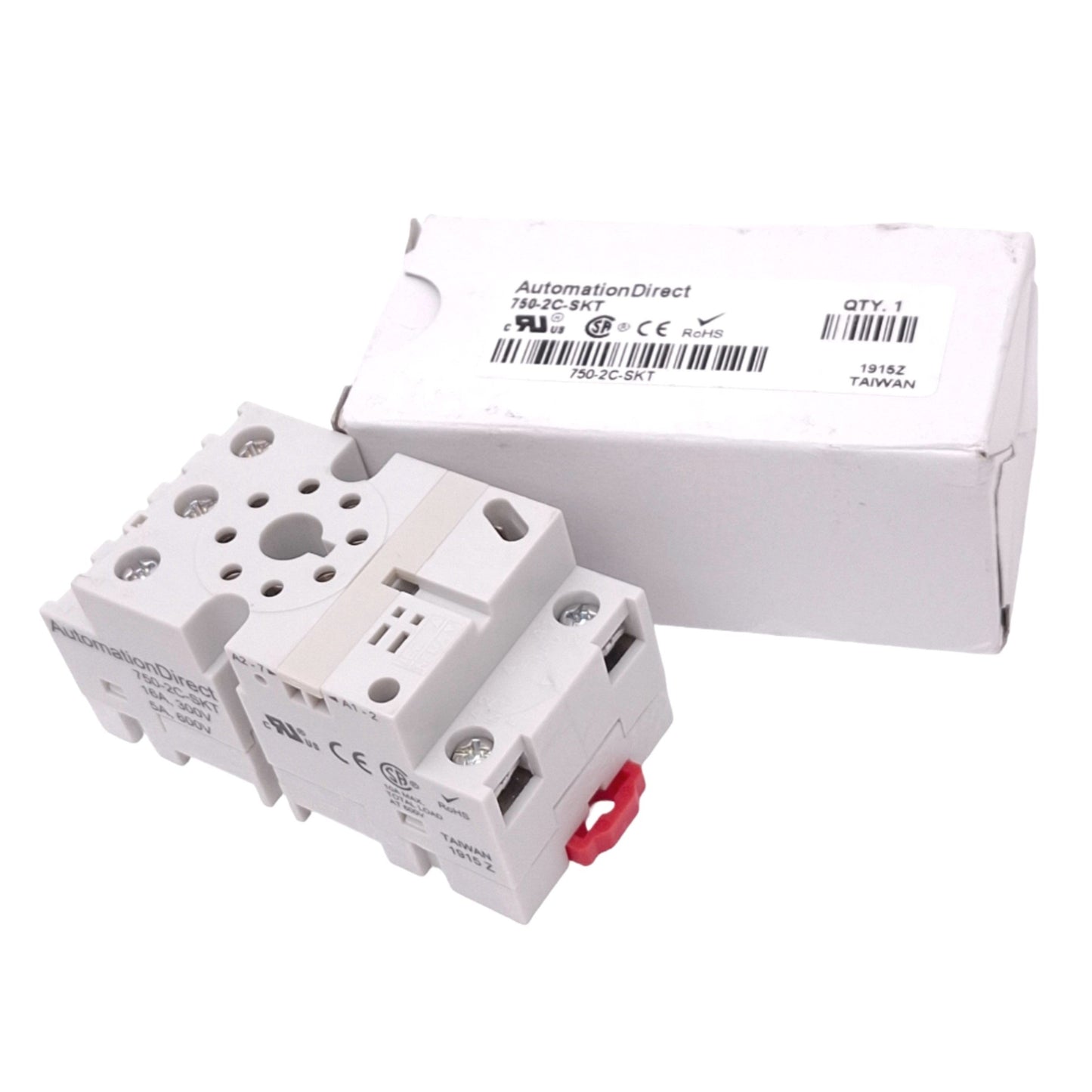 New Automation Direct 750-2C-SKT Relay Socket, 8-Pin Octal, 300V 16A, DIN Rail