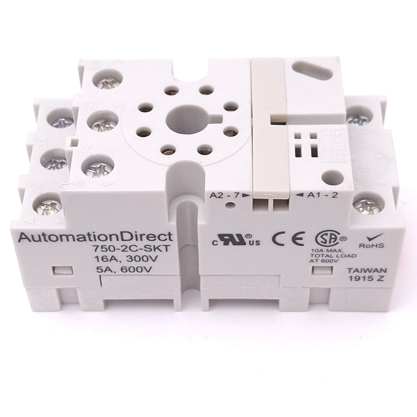 New Automation Direct 750-2C-SKT Relay Socket, 8-Pin Octal, 300V 16A, DIN Rail