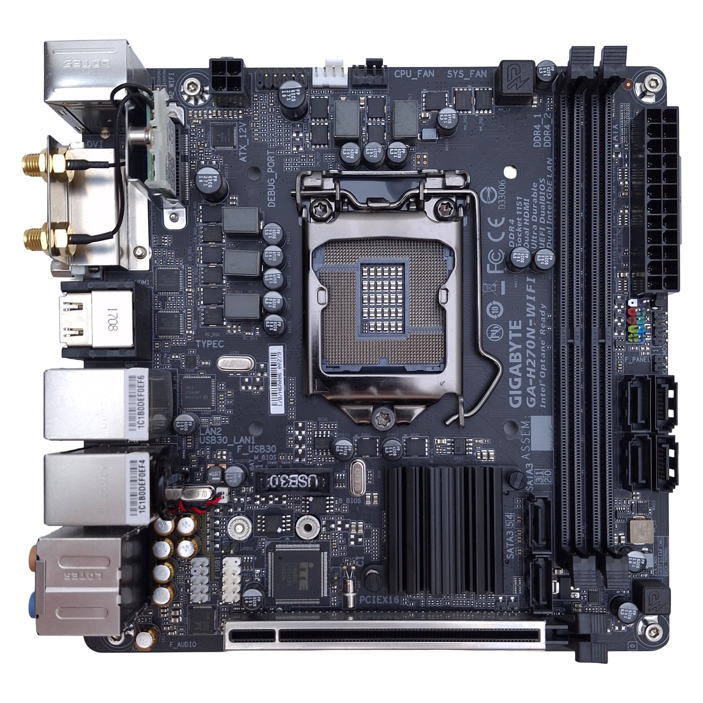 Used Gigabyte GA-H270N-WIFI Motherboard Mini-ITX, 1x PCI Express, 1x M.2 Socket