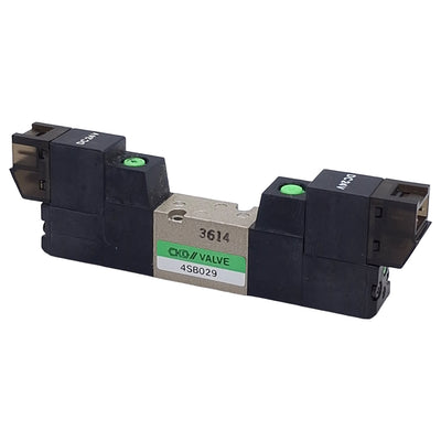 Used CKD 4SB029 Double Solenoid Valve Sub-Plate Mount, 2-Position, 0.7MPa, 24VDC Coil
