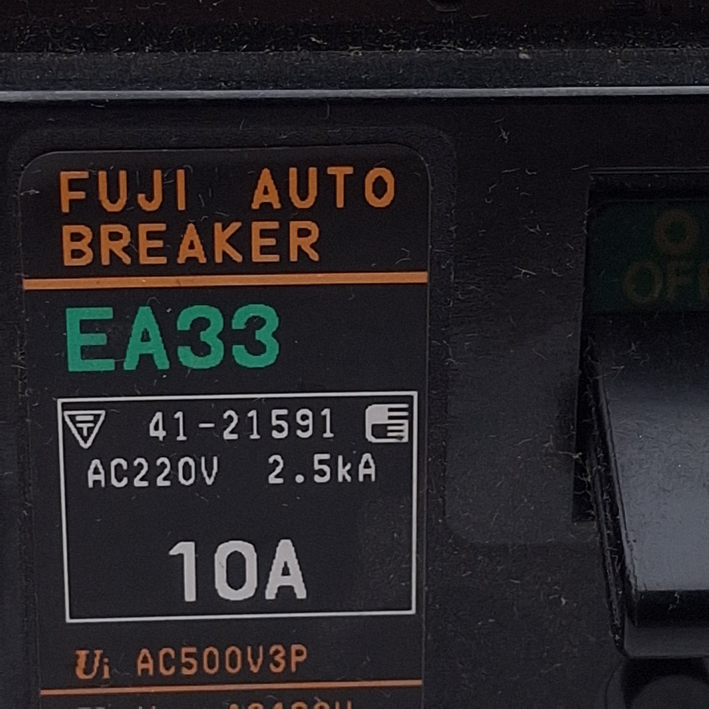 Used Fuji Electric EA33 10A BB3AEA-010 Circuit Breaker, 3-Pole, 10A 220-460VAC