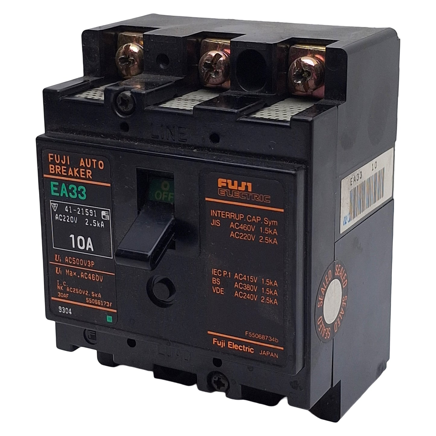 Used Fuji Electric EA33 10A BB3AEA-010 Circuit Breaker, 3-Pole, 10A 220-460VAC