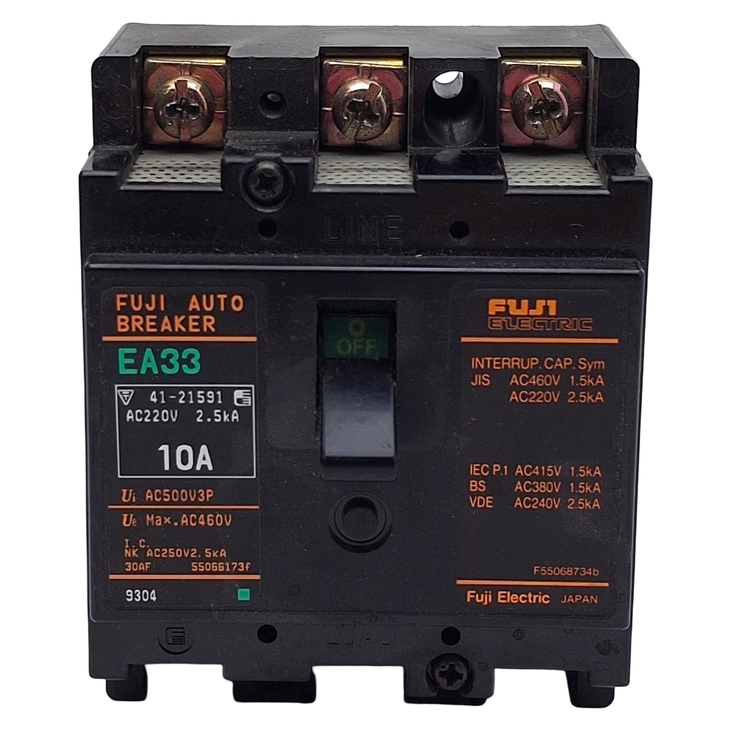 Used Fuji Electric EA33 10A BB3AEA-010 Circuit Breaker, 3-Pole, 10A 220-460VAC