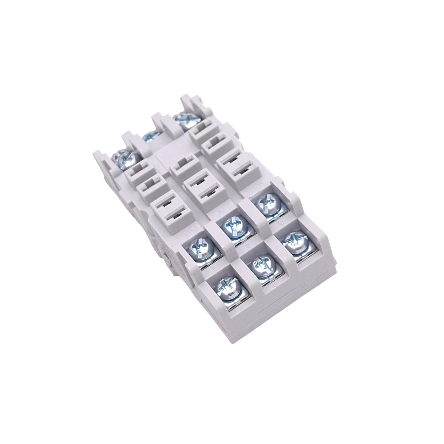 Used Dayton 5X853N Relay Socket, 11-Pin Blade, 15A 300V Max, DIN Rail