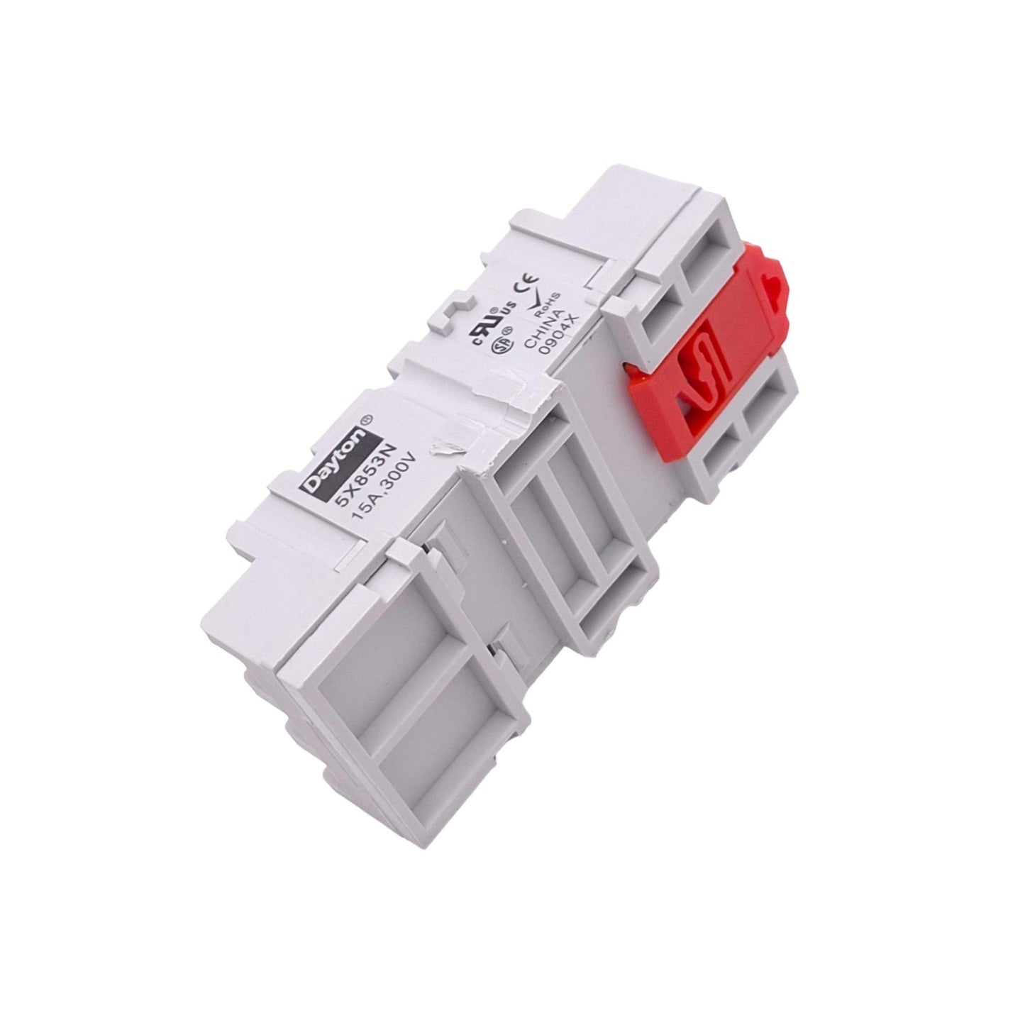 Used Dayton 5X853N Relay Socket, 11-Pin Blade, 15A 300V Max, DIN Rail
