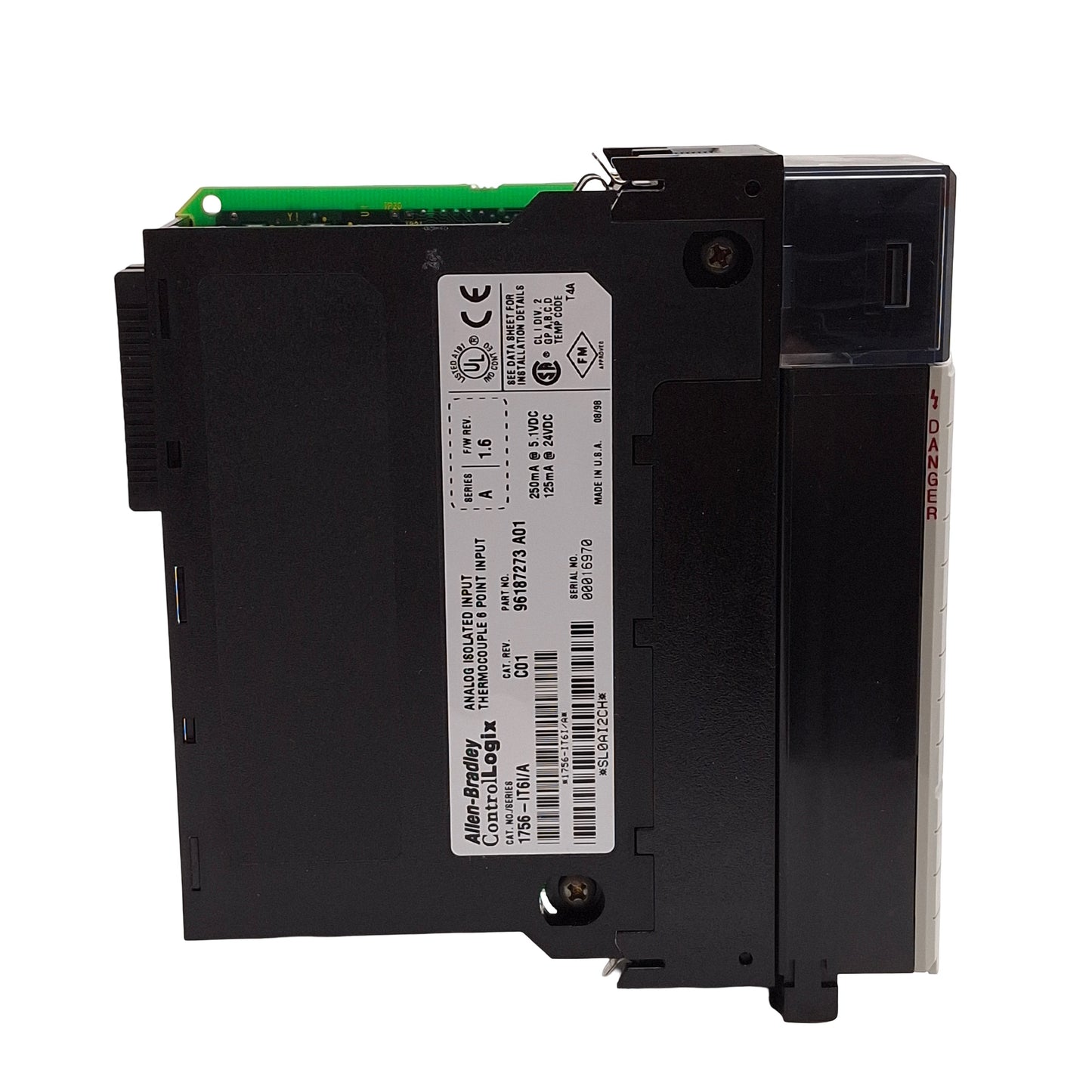 Used Allen Bradley 1756-IT6I/A FW: 1.6 ControlLogix Isolated TC Input Module, 6-Input