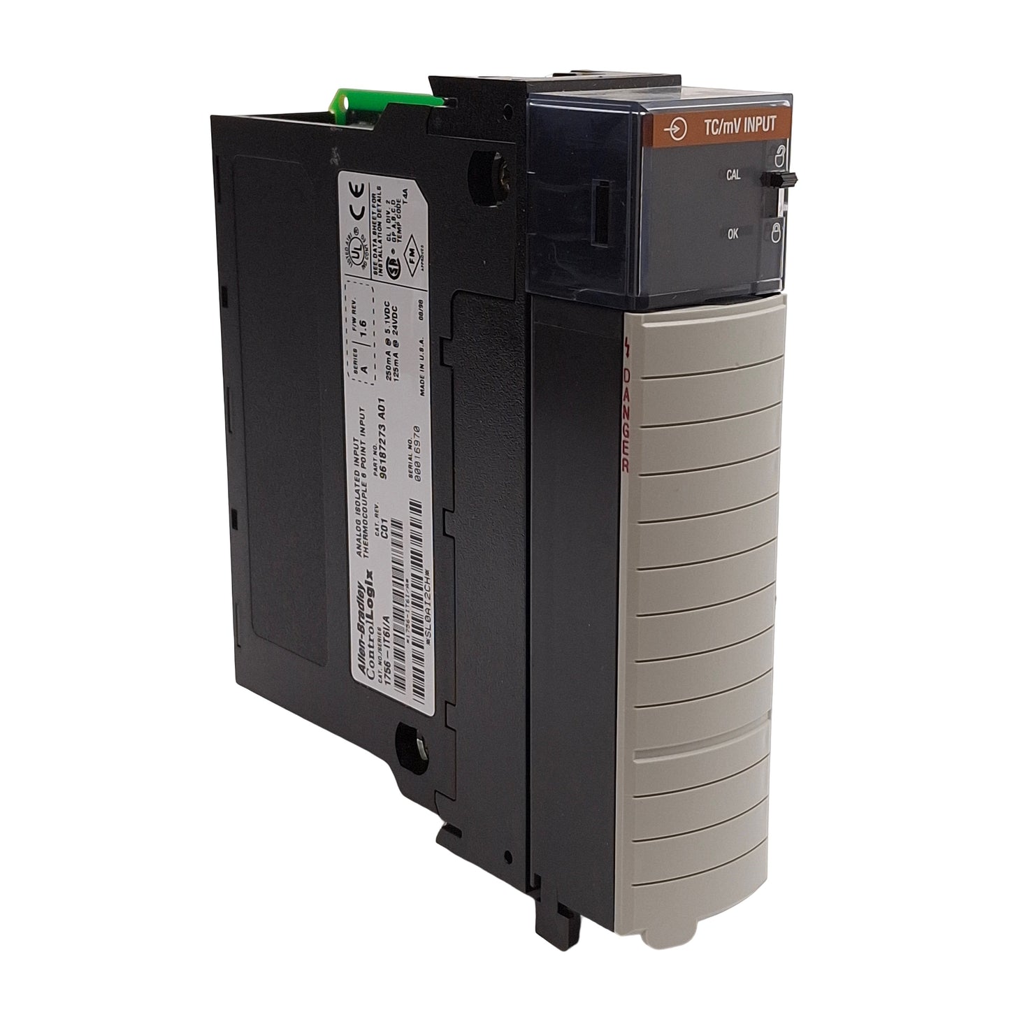 Used Allen Bradley 1756-IT6I/A FW: 1.6 ControlLogix Isolated TC Input Module, 6-Input