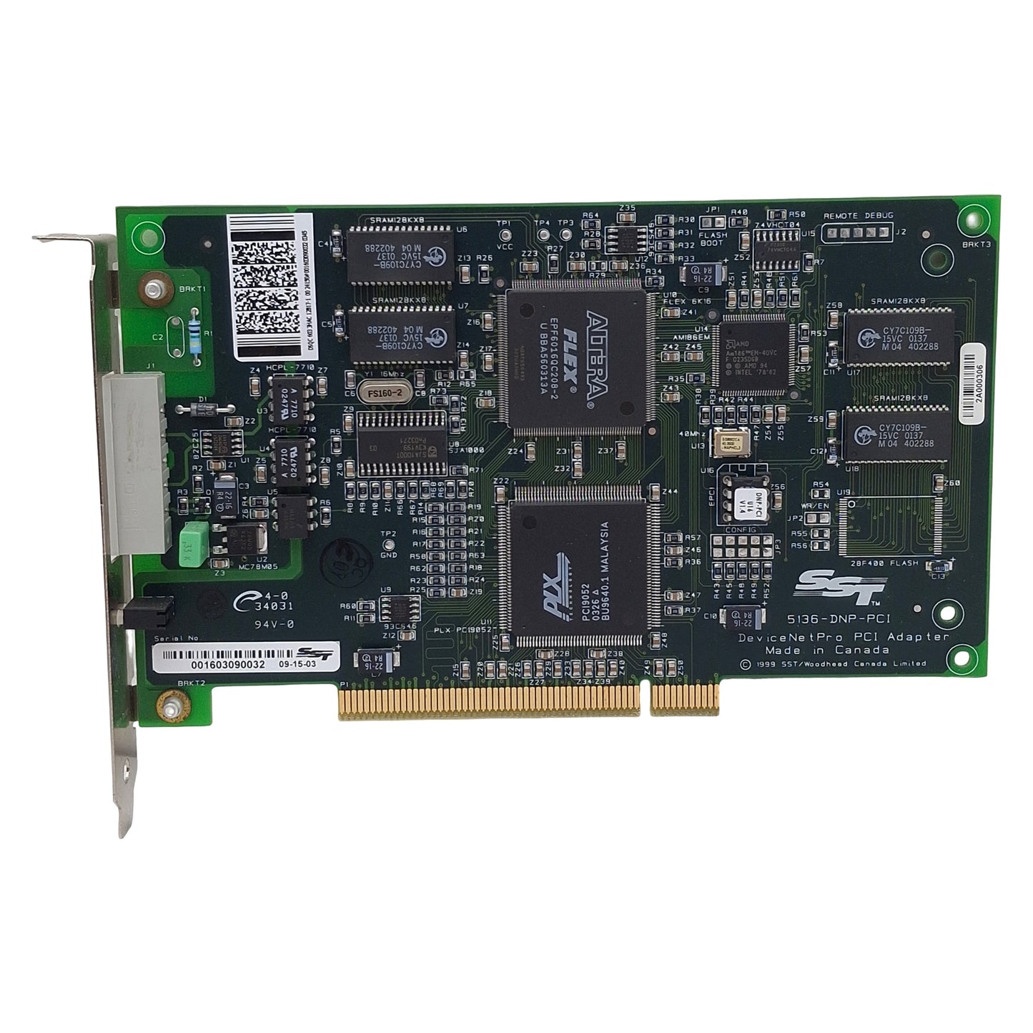 Used SST 5136-DNP-PCI V1.2.1 DeviceNetPro PCI Interface Card, 32-Bit 256Kbytes, 24VDC