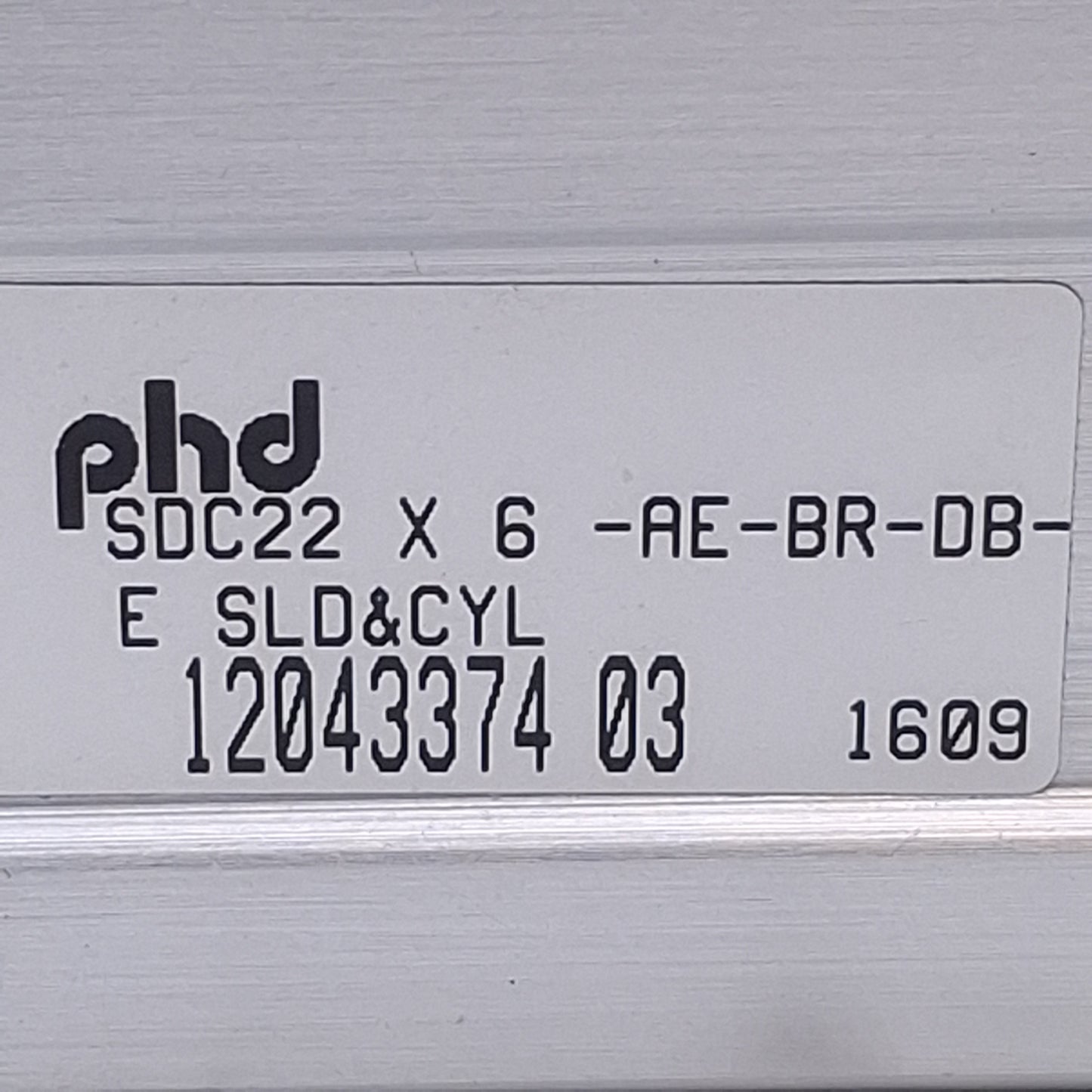 Used PHD SDC22X6-AE-BR-DB-E-H4 Pneumatic Thruster Slide 3/4" Bore, 6" Stroke, 1/8 NPT
