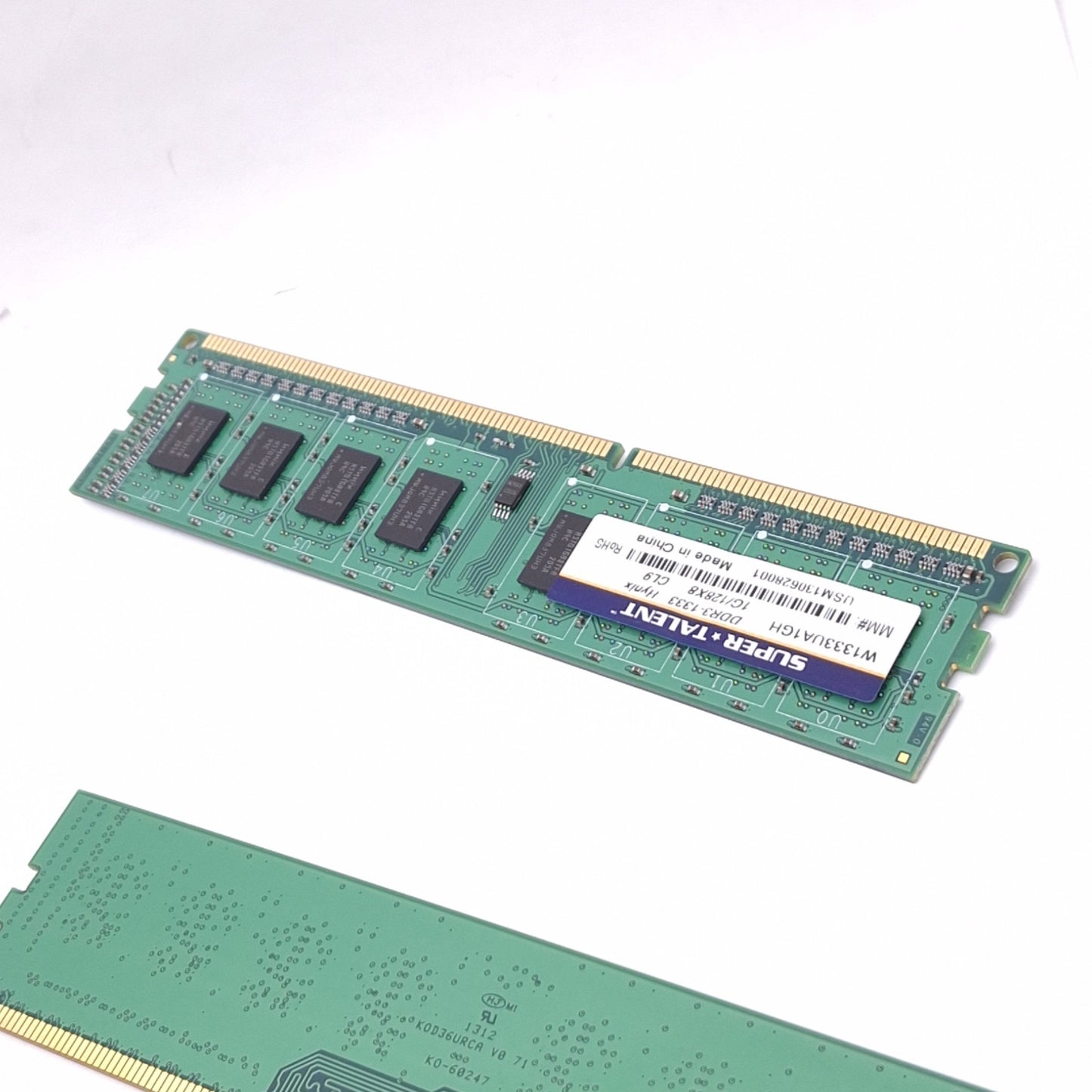 Used Lot of 4 Super Talent W1333UA1GH Hynix RAM Modules, 1GB DDR3-1333, 240-Pin DIMM