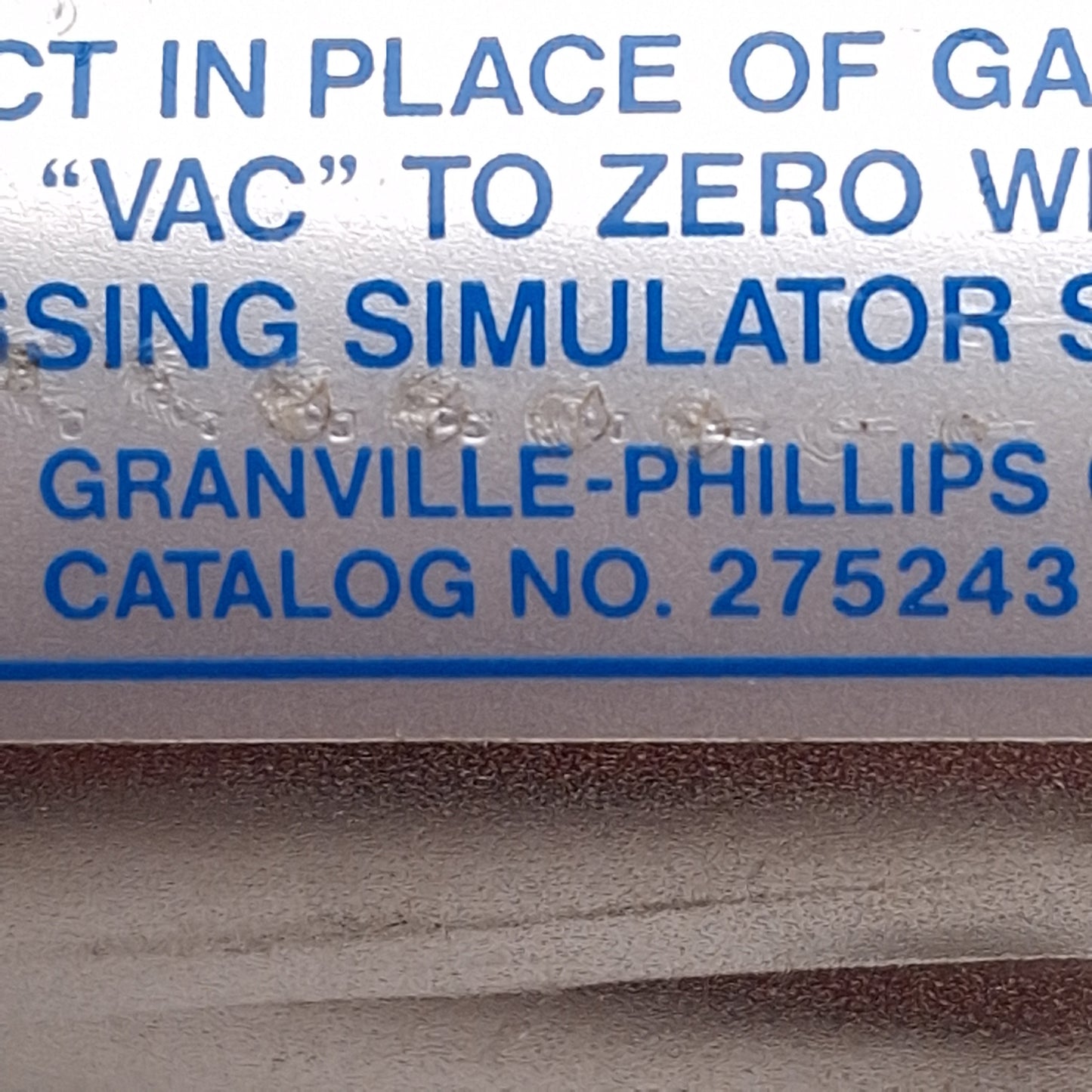 Used Granville Phillips Company 275243 Convection Gauge Zero Pressure Simulator