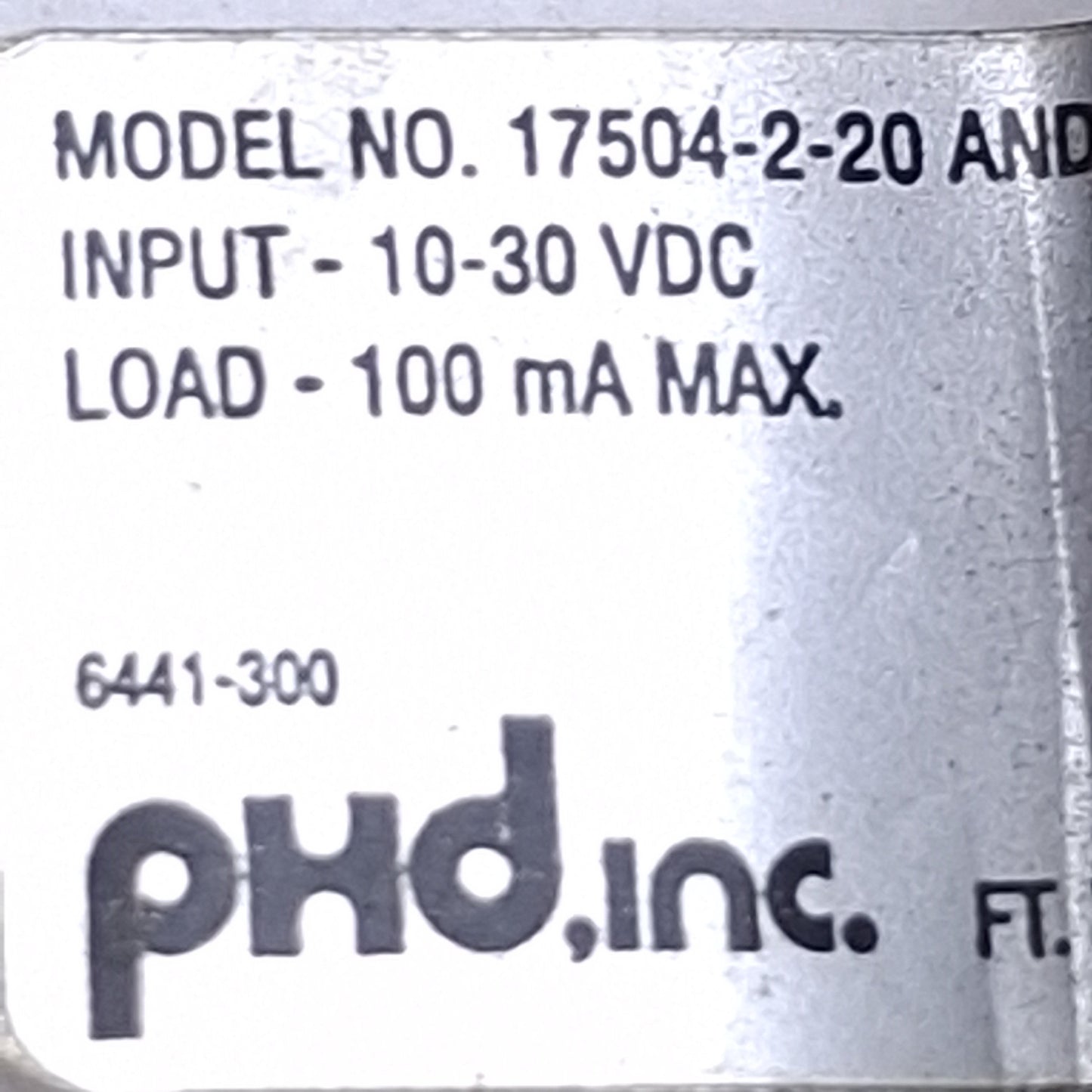 Used PHD 17504-2-20 Solid State Proximity Switch PNP Output, 10-30VDC, M8 3-Pin Male