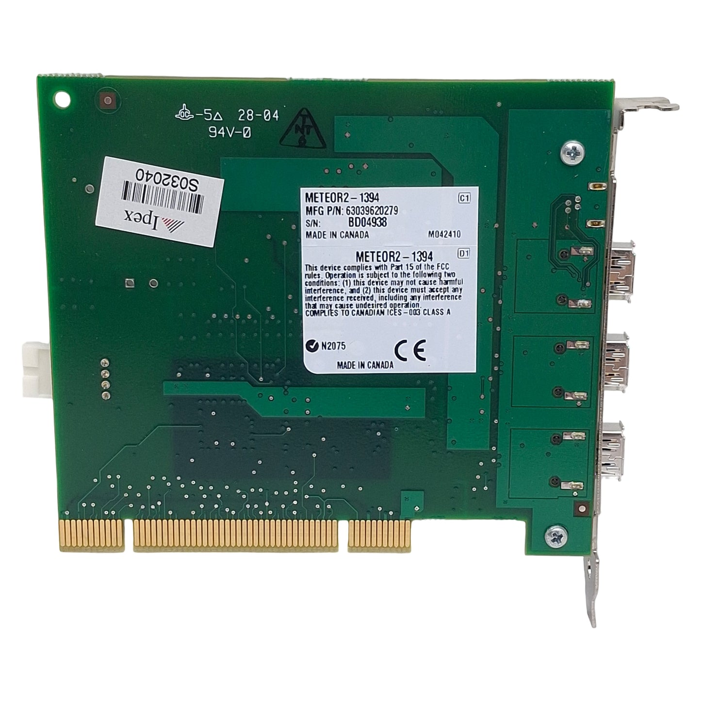 Used Matrox 63039620279 METEOR2-1394 IEEE 1394-to-PCI Adapter Board for Digital Video
