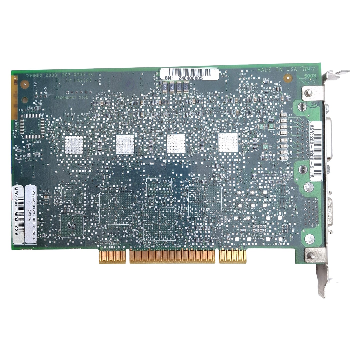 Used Cognex 203-0200-RC In-Sight Frame Grabber Card, PCI, HD DB26, MDR 20-Pin