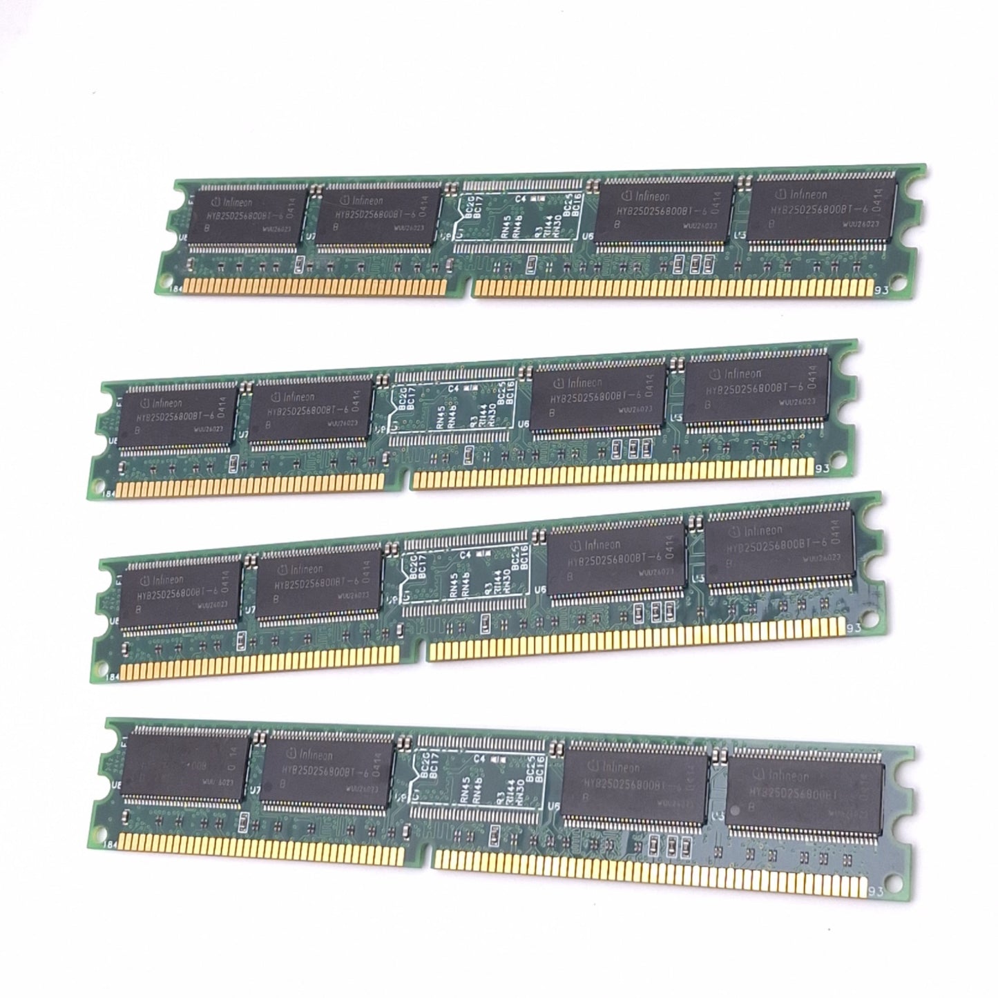 Used Lot of 4 Apacer 77.10603.11F Memory Modules, 256MB UNB PC2100 CL2, 184-Pin DIMM