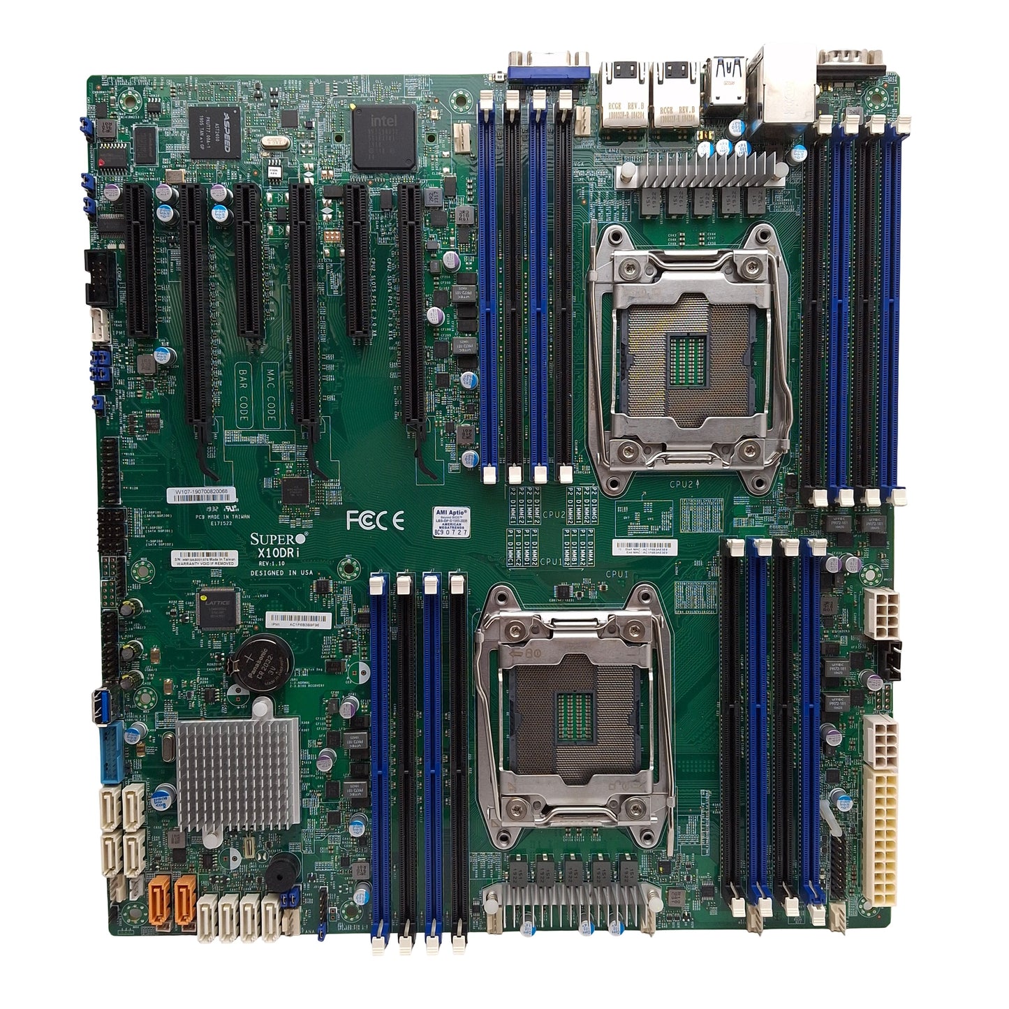 Used SuperMicro X10DRi E-ATX Motherboard, Dual Socket R3, 16x DIMM Slot, PCI-E x8/x16