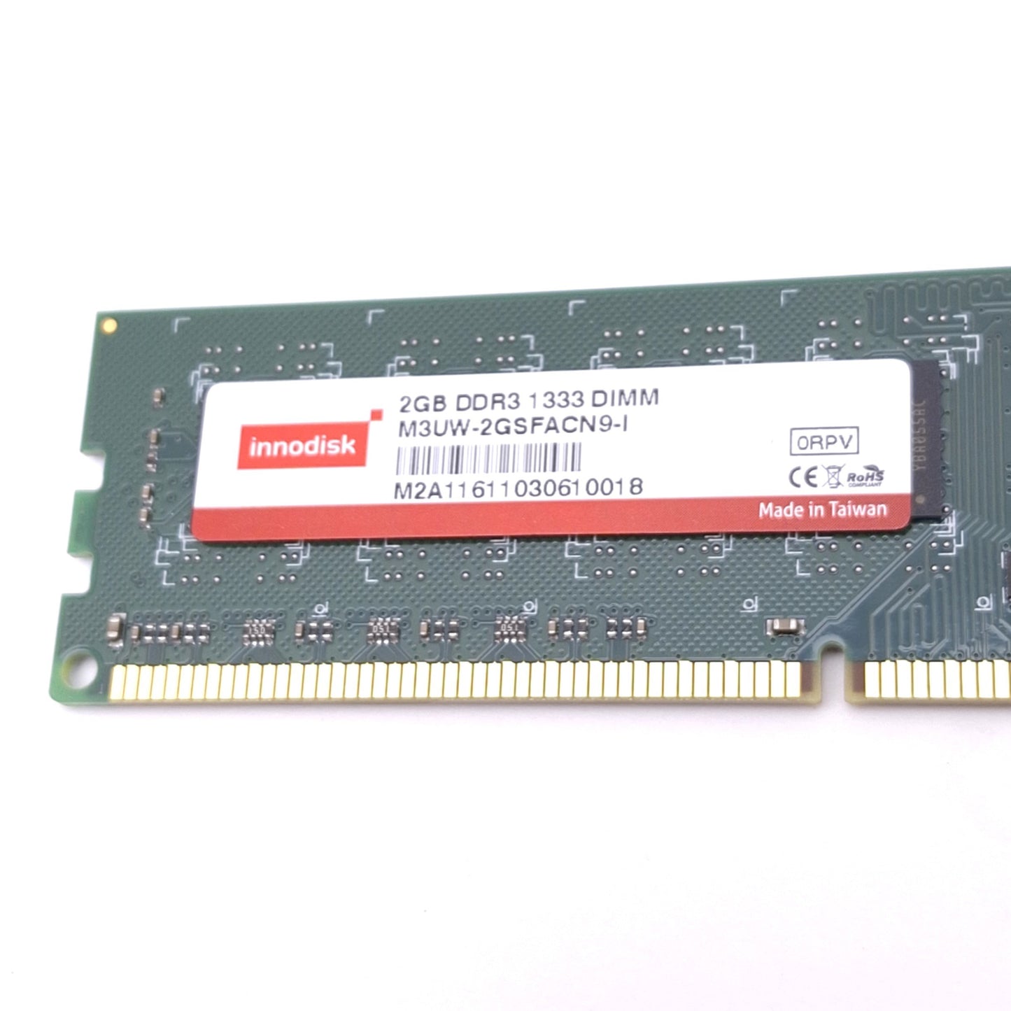 Used Innodisk M3UW-2GSFACN9-I Memory Module, 2GB DDR3-1333 SDRAM, 240-Pin DIMM