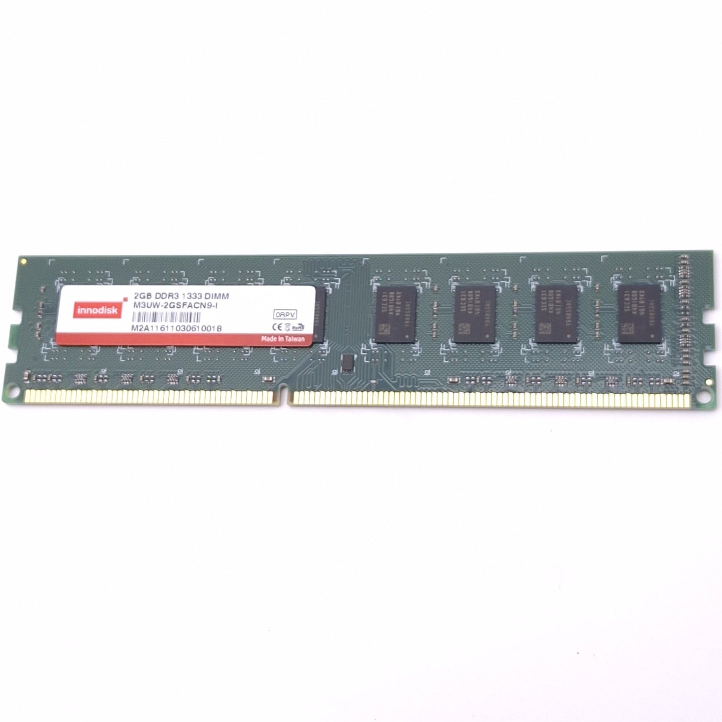Used Innodisk M3UW-2GSFACN9-I Memory Module, 2GB DDR3-1333 SDRAM, 240-Pin DIMM