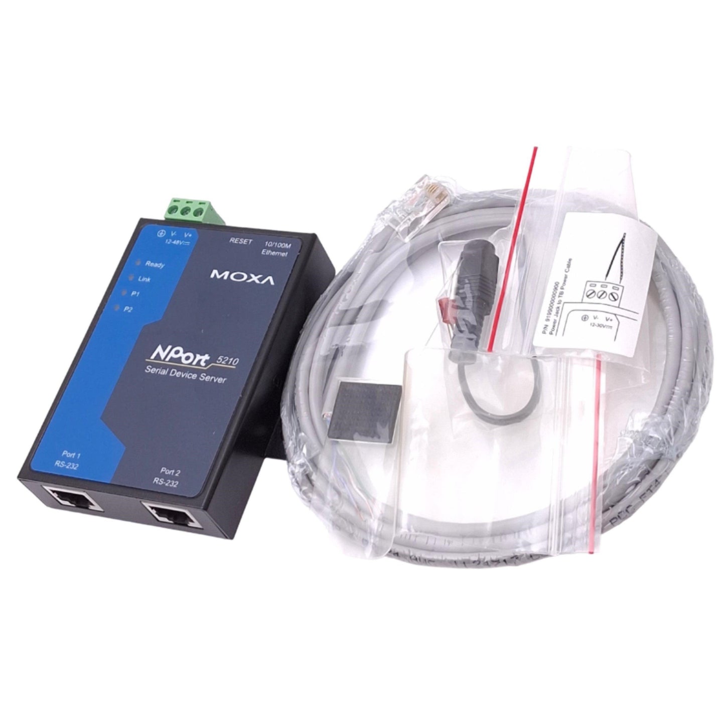 New Moxa NPort 5210 Serial Device Server, 2-Port RS-232, Ethernet TCP/IP, 12-48VDC