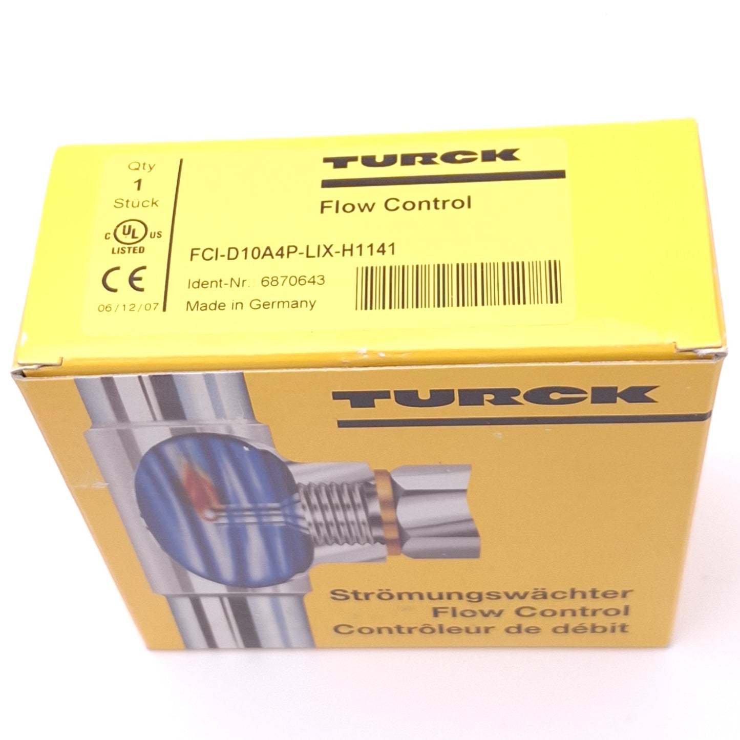 New Turck FCI-D04A4P-LIX-H1141 Flow Control Sensor, 0.01-1L/min, 4-20mA Out, 24VDC