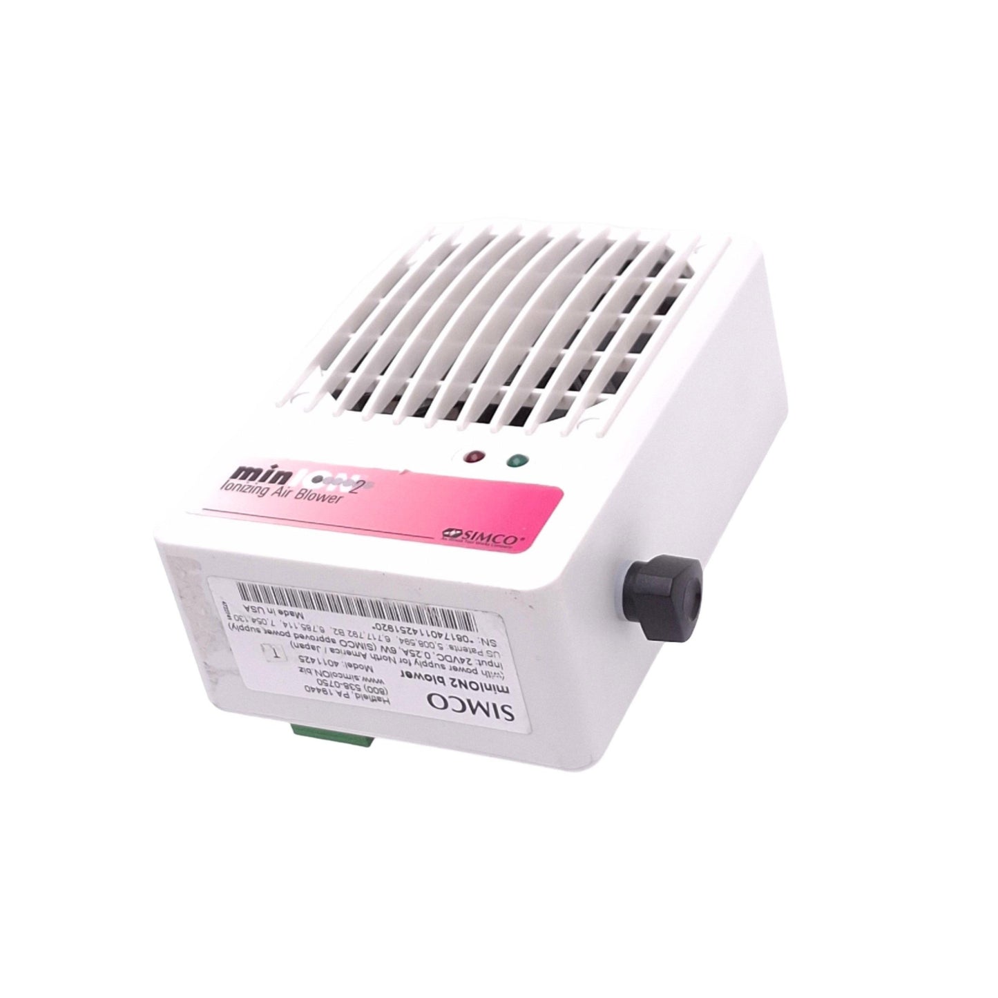 Used Simco 4011425 minION2 Ionizing Air Blower, +-10V, 21-42cfm, 24VDC 6W Max