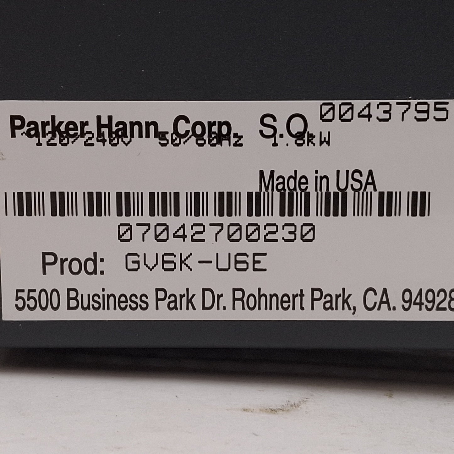 Used Parker GV6K-U3E Gemini Servo Drive, 1-Axis, 1.8kW, 120/240VAC, RS-232/485