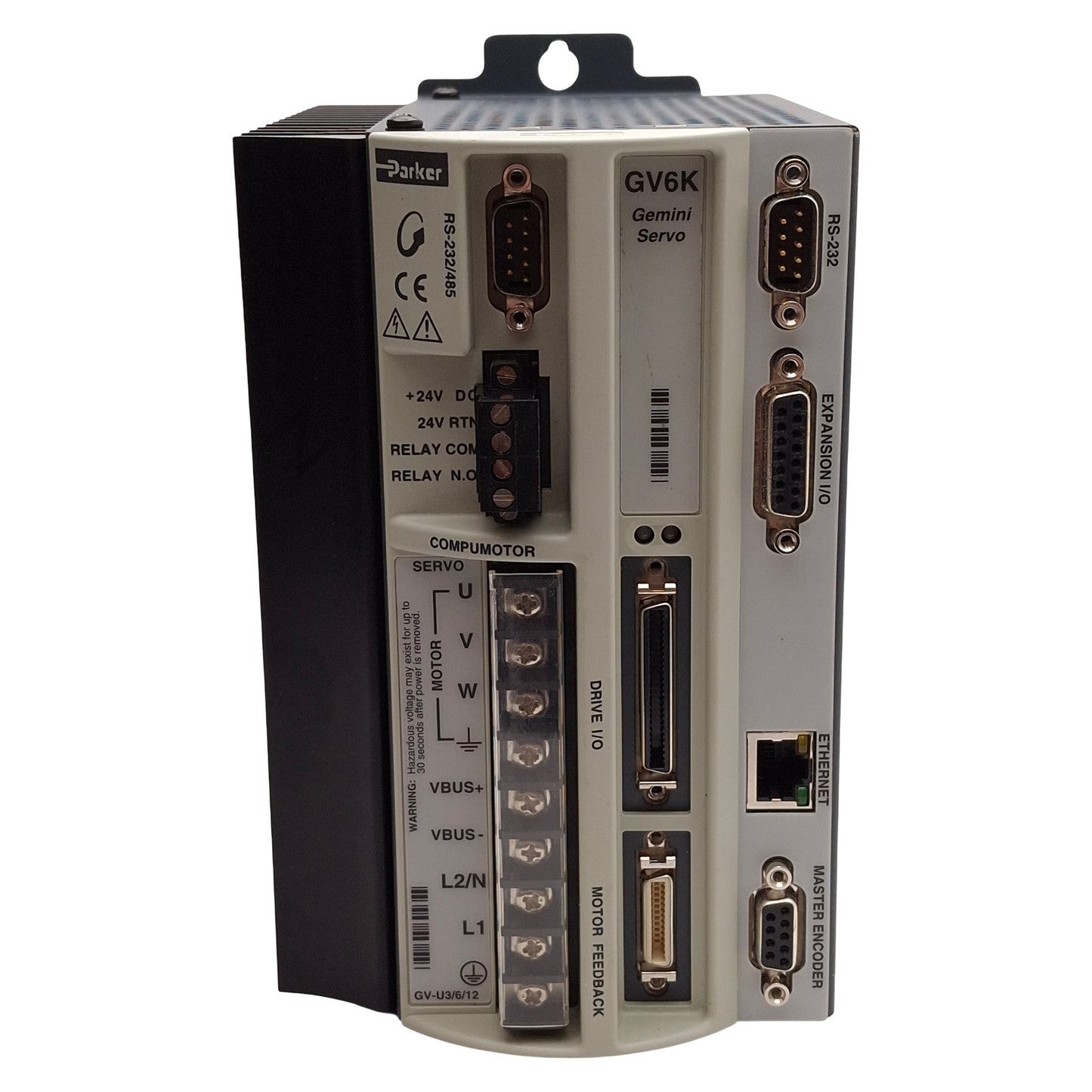 Used Parker GV6K-U3E Gemini Servo Drive, 1-Axis, 1.8kW, 120/240VAC, RS-232/485