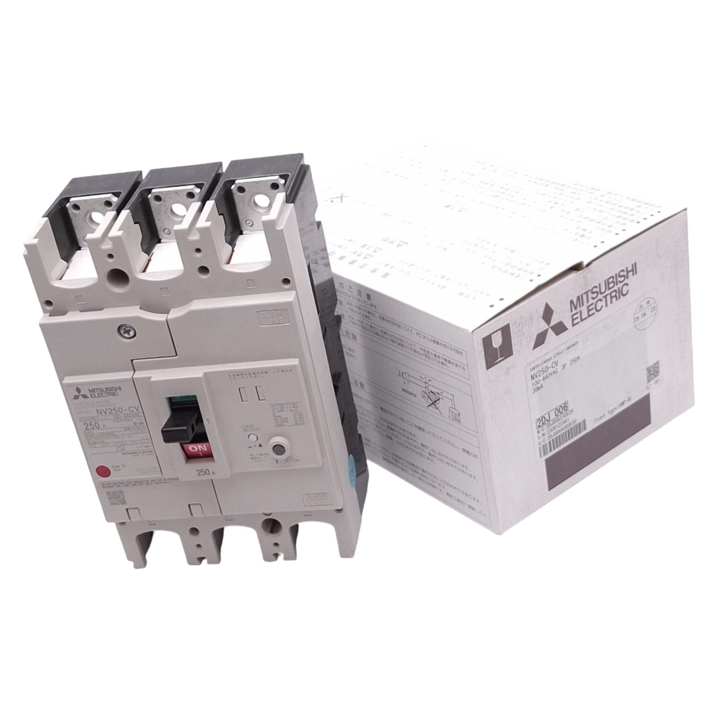 New Mitsubishi NV250-CV3P250A30 Earth Leakage Circuit Breaker, 3-Pole 250A, 30mA EL