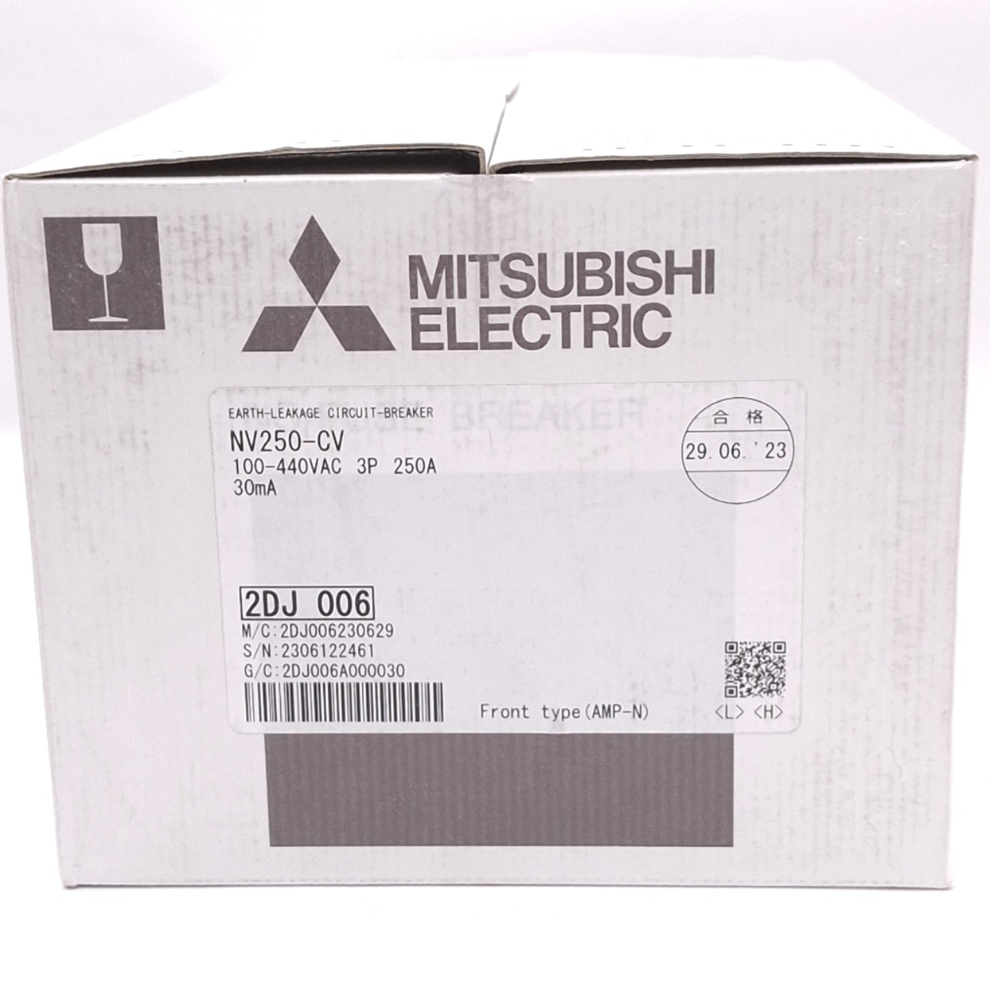 New Mitsubishi NV250-CV3P250A30 Earth Leakage Circuit Breaker, 3-Pole 250A, 30mA EL