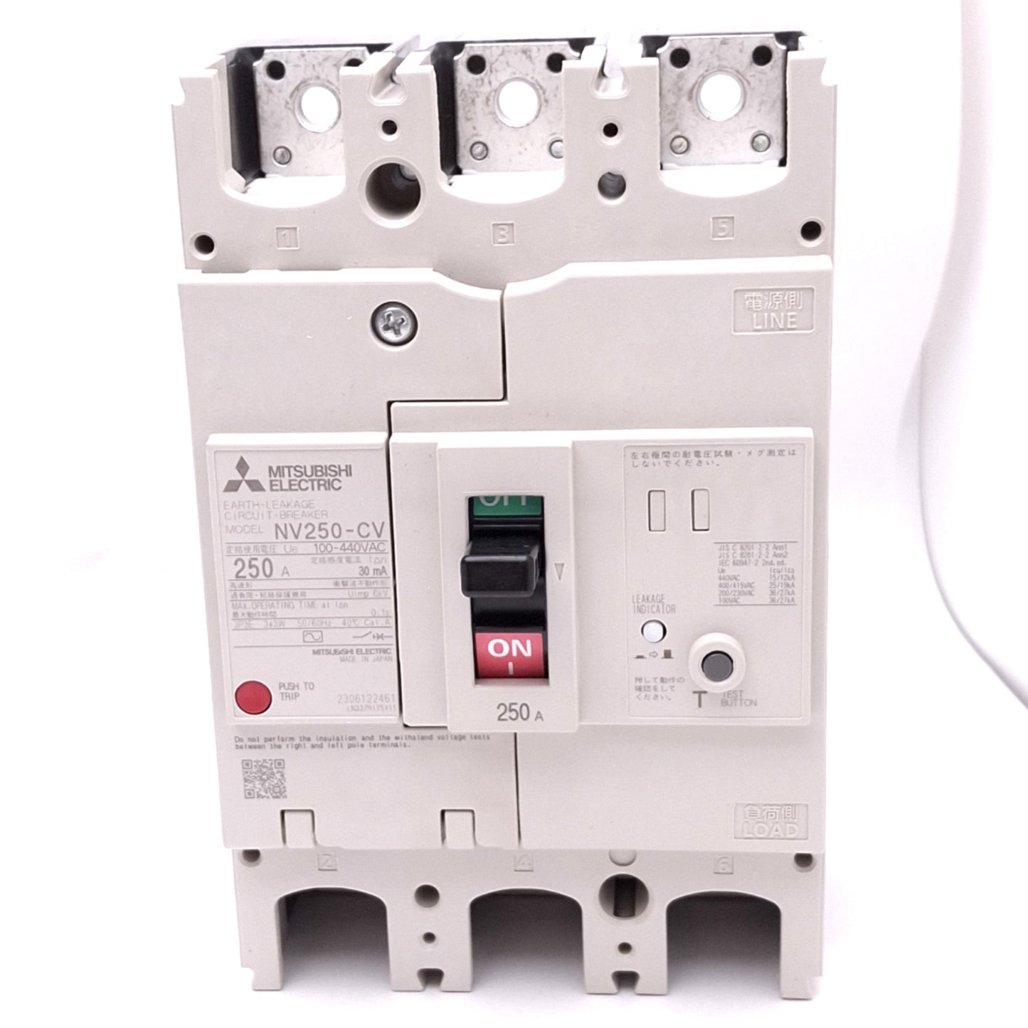 New Mitsubishi NV250-CV3P250A30 Earth Leakage Circuit Breaker, 3-Pole 250A, 30mA EL