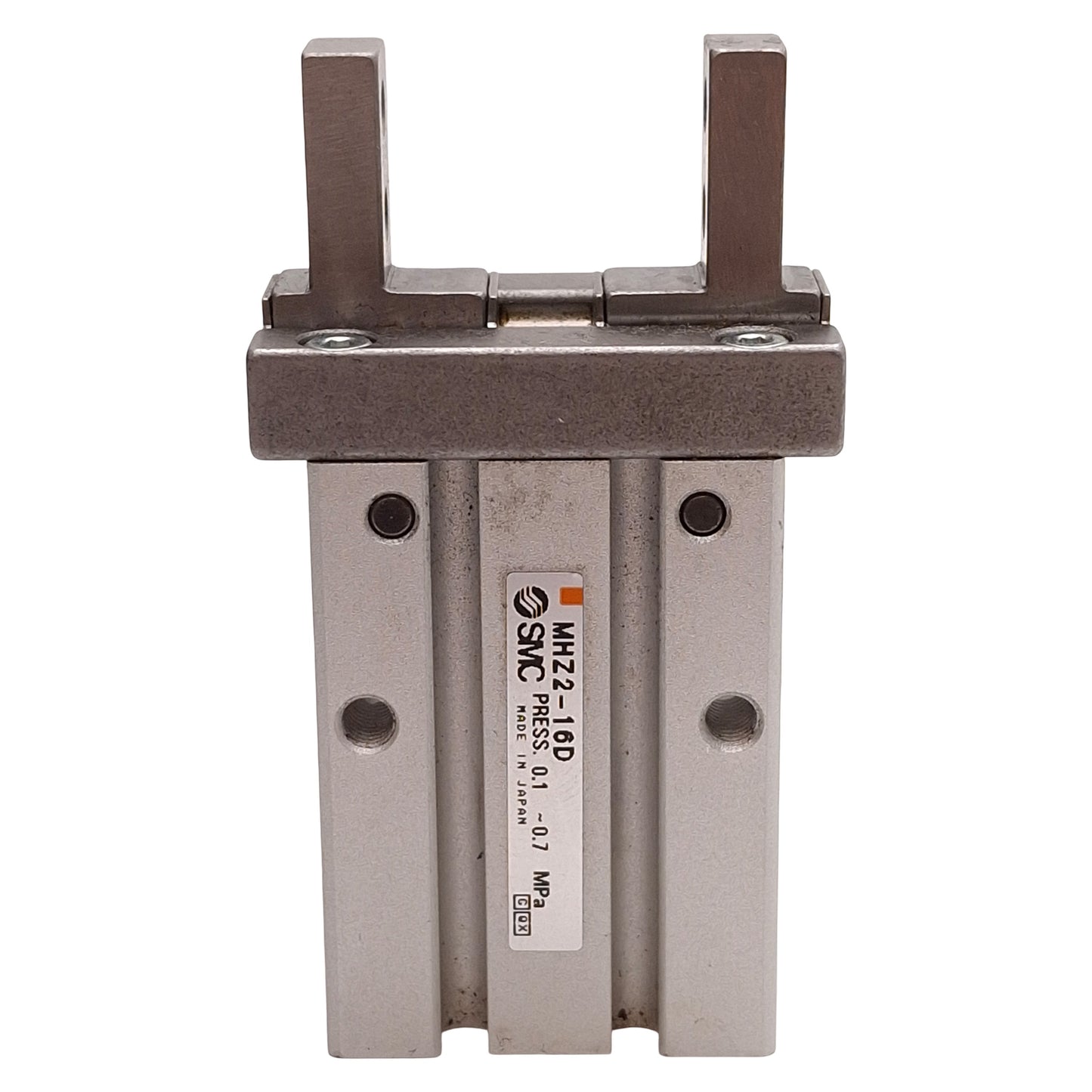 Used SMC MHZ2-16D Parallel Gripper, ø16mm Bore, 6mm Stroke, 0.1-0.7MPa, M5x0.8 Ports
