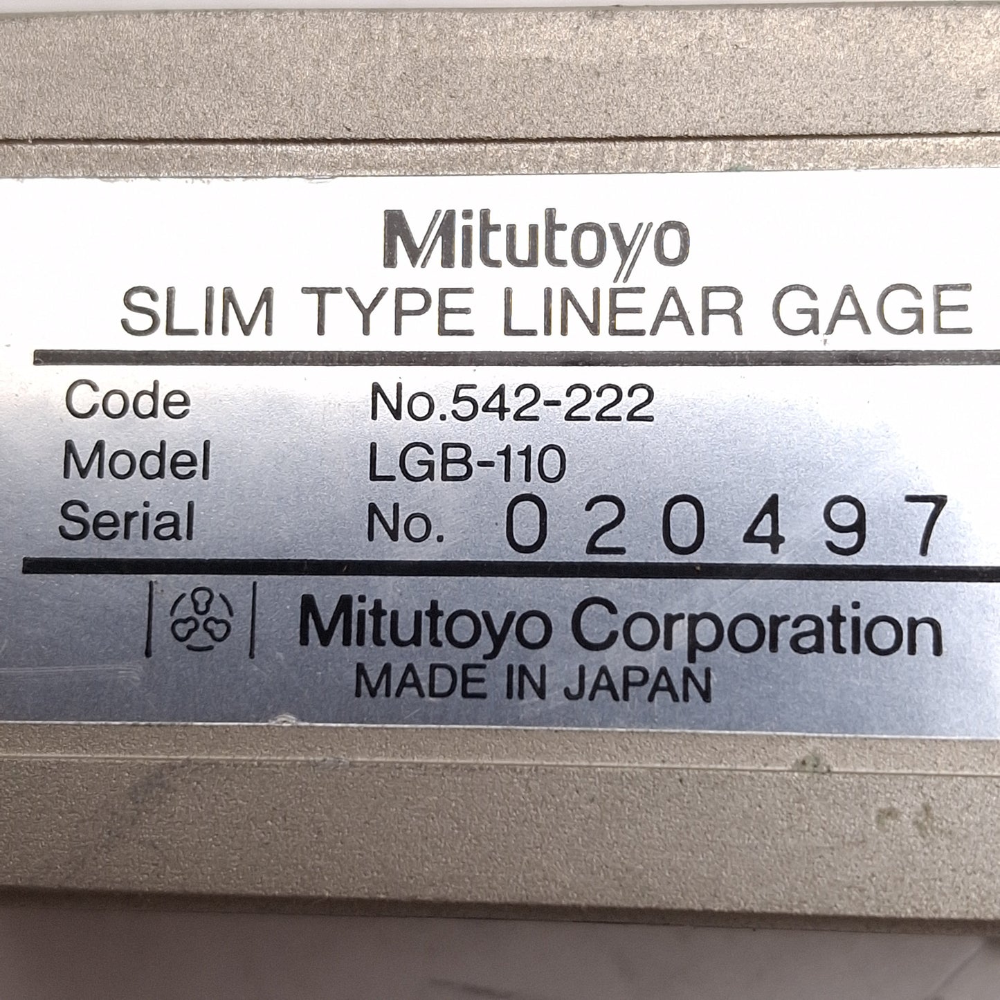Used Mitutoyo 542-222 LGB-110 Linear Gage, 10mm Range, 0.001mm Resolution, ø8mm Stem