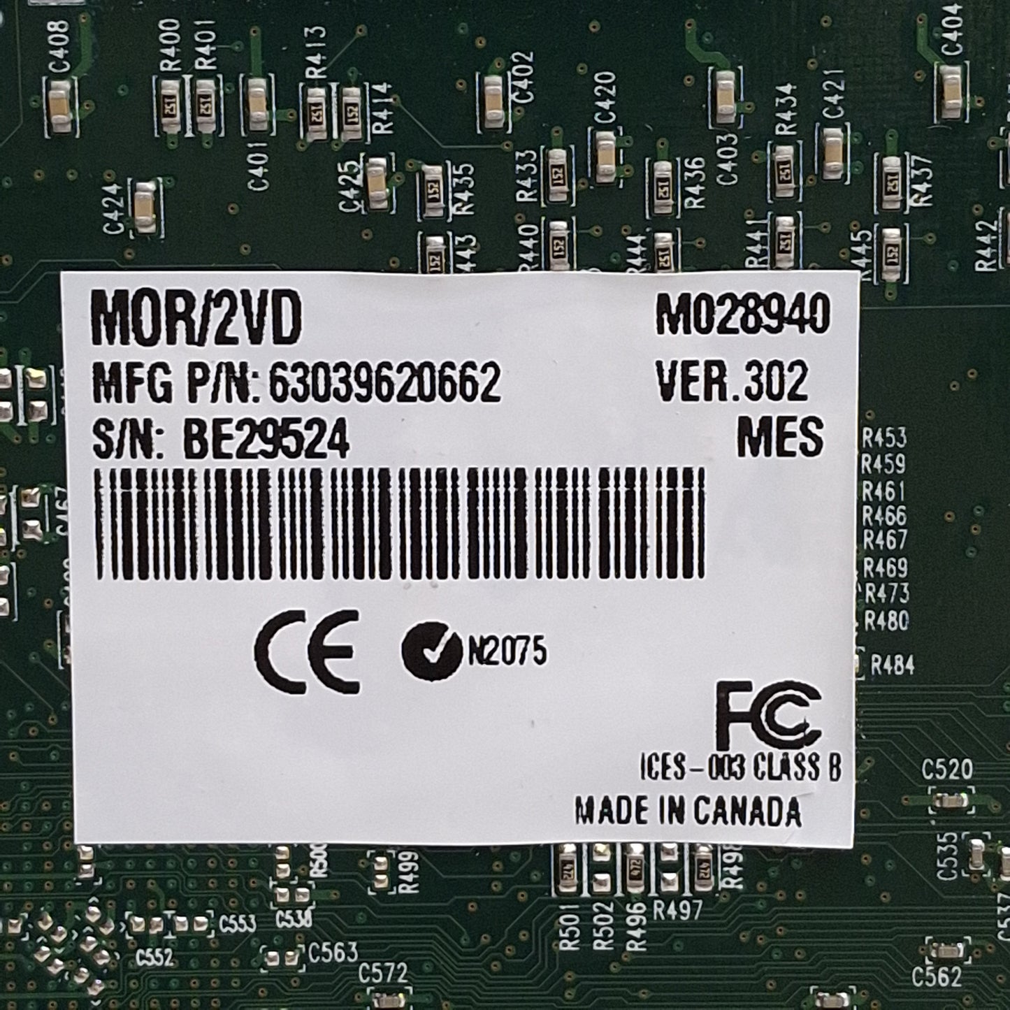 Used Matrox MOR/2VD Morphis Frame Grabber Card, PCI, 4x BNC, 3x 10-Pin, 30-Pin
