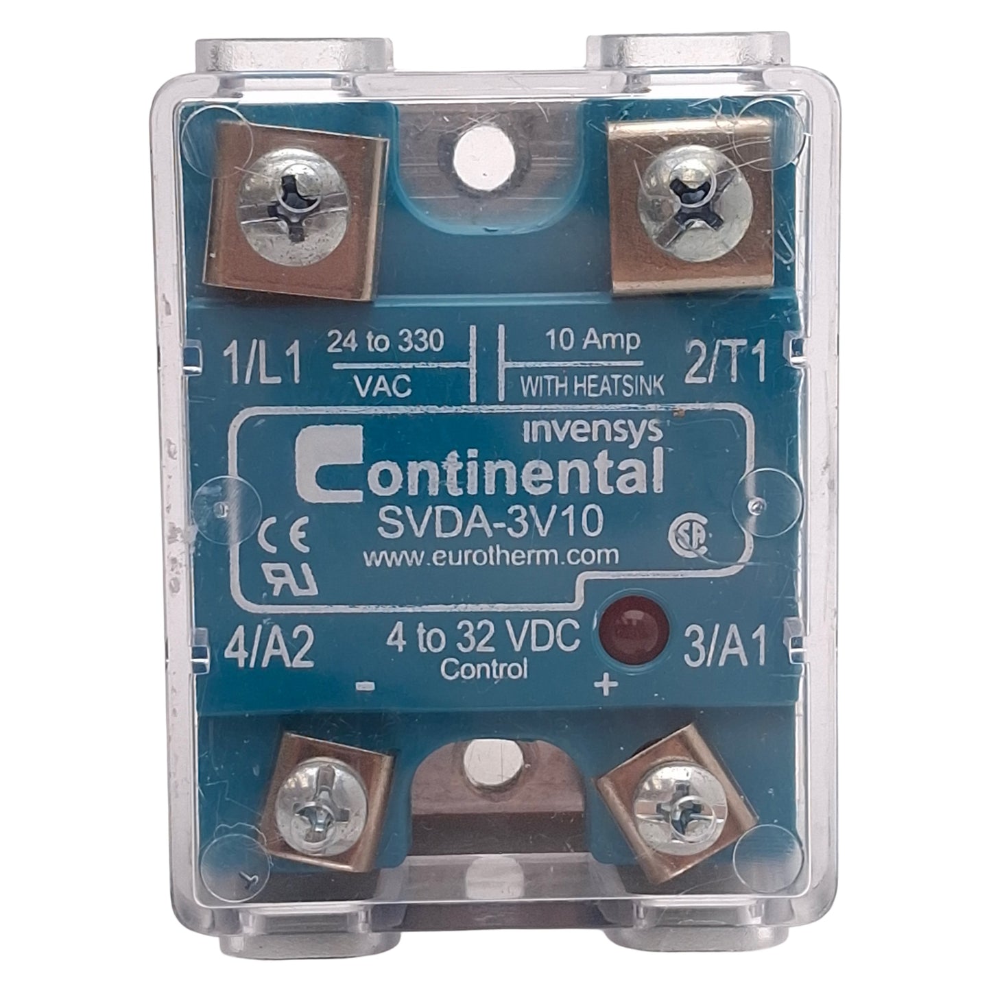 Used Continental SVDA-3V10 Solid State Relay, 4-32VDC Control, 10A 24-330VAC Load