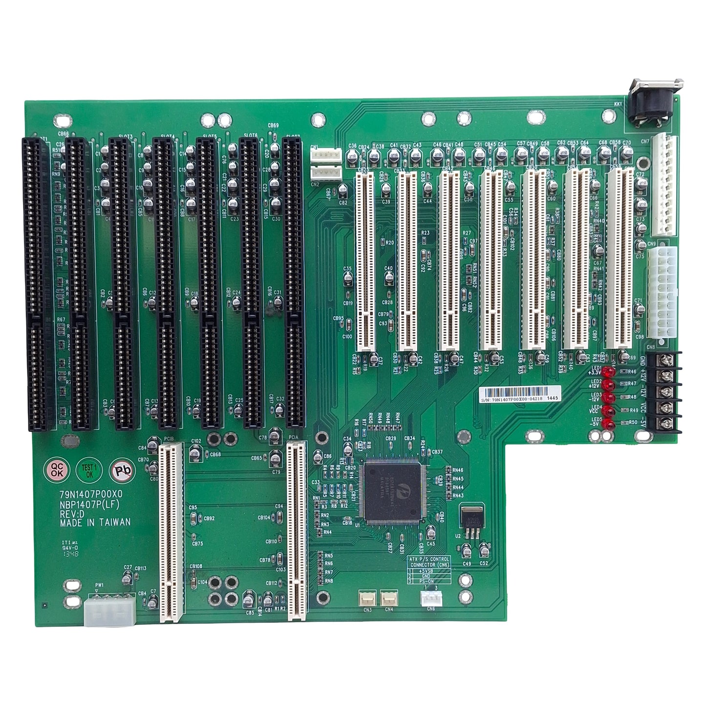 Used NEXCOM NBP1407P Computer Backplane 2x PICMG 1.0 7x PCI 5x ISA 20-Pin ATX/AT