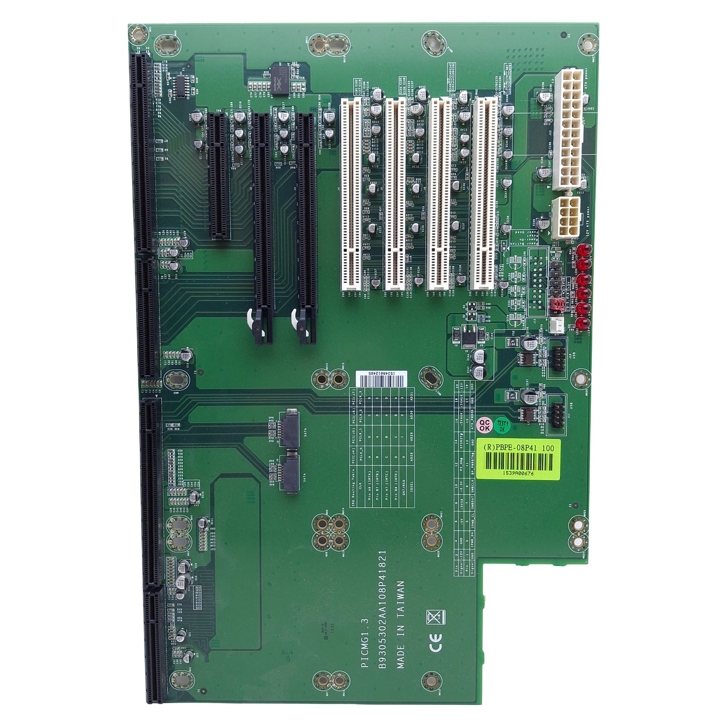 Used Portwell PBPE-08P41 Backplane PICMG 1.3 2x PCI-E x16 1x PCI-E x8 4x PCI 2x SATA