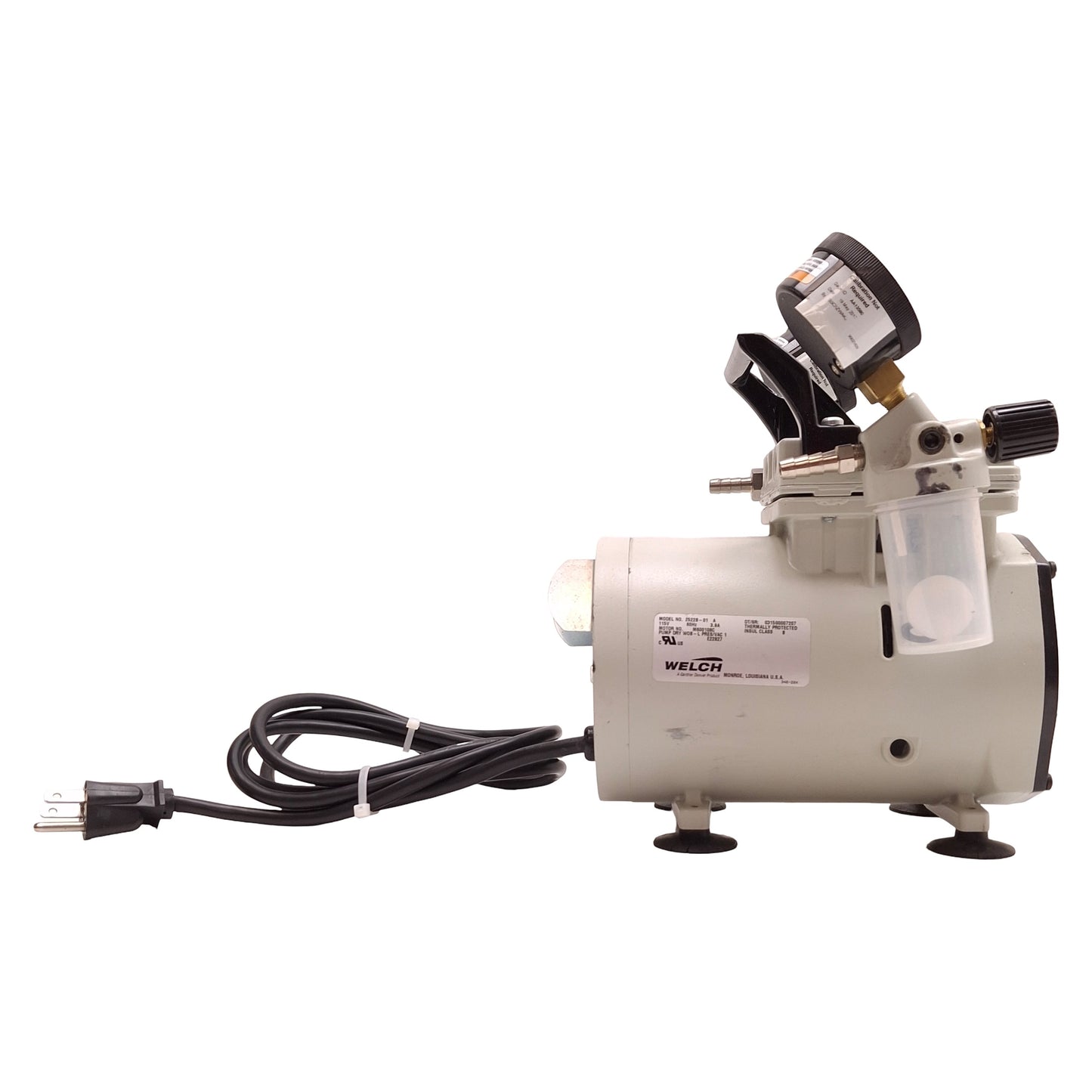Used Welch 2522B-01 Dry WOB-L Piston Pressure & Vacuum Pump 115VAC 60Hz, 22LPM