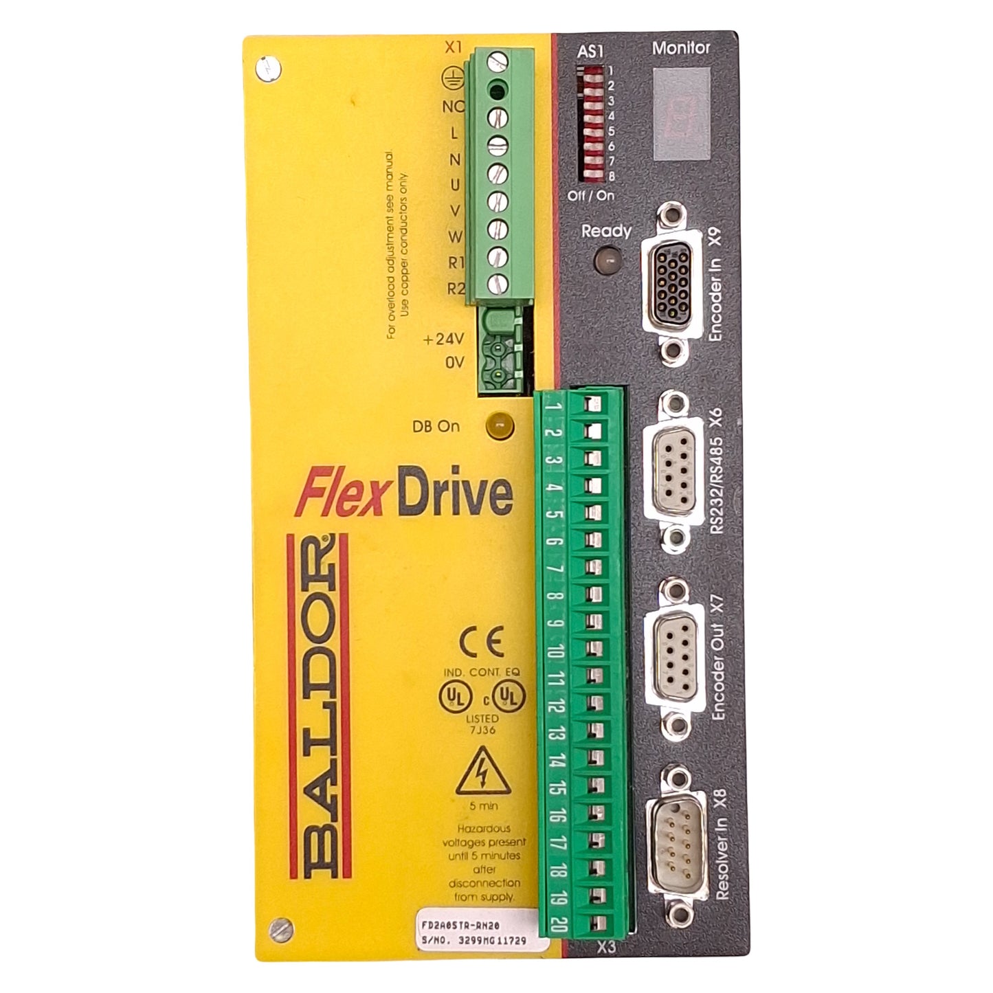 New Baldor FD2A05TR-RN20 FlexDrive AC Servo Drive Single Phase, 230VAC Input, RS232