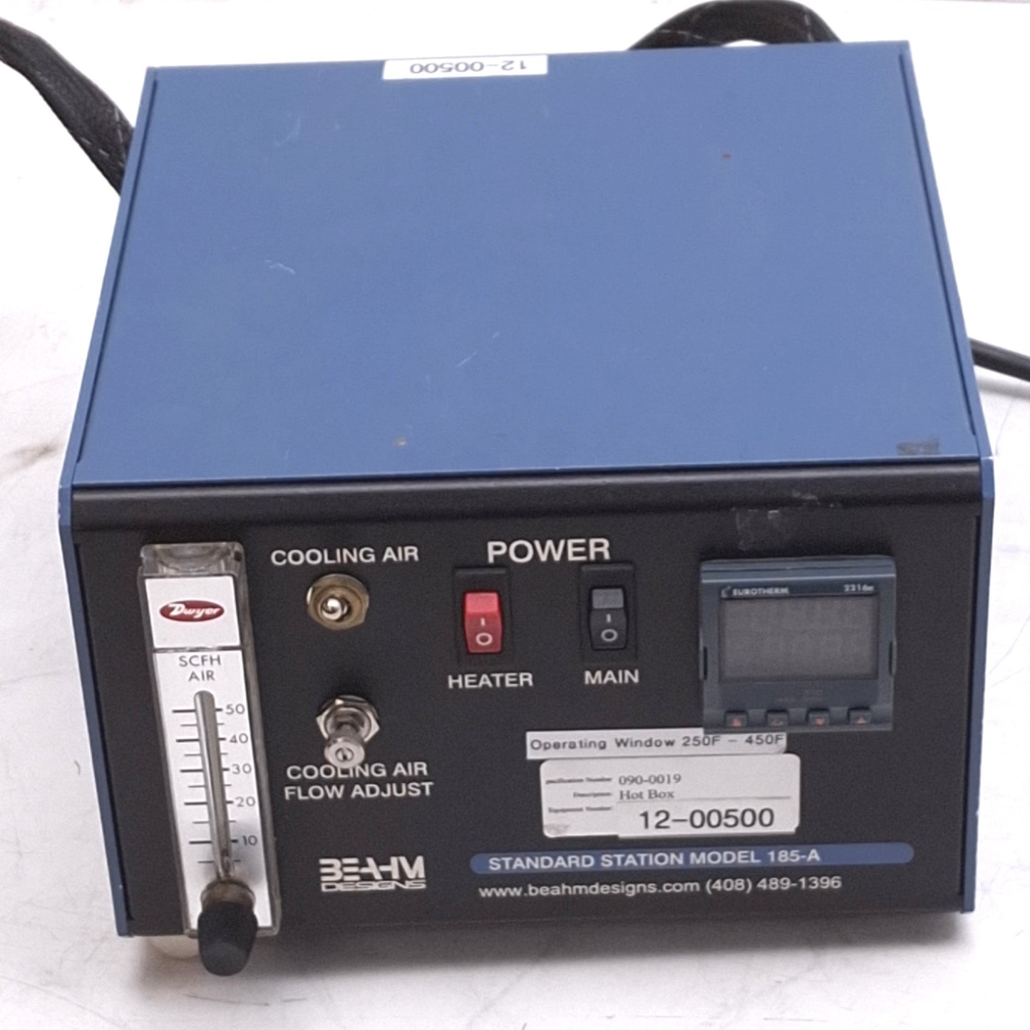 Used Beahm 185-A Standard Hot Air System, 5-50SCFH 200-750°F 100-120psi, 120/240VAC