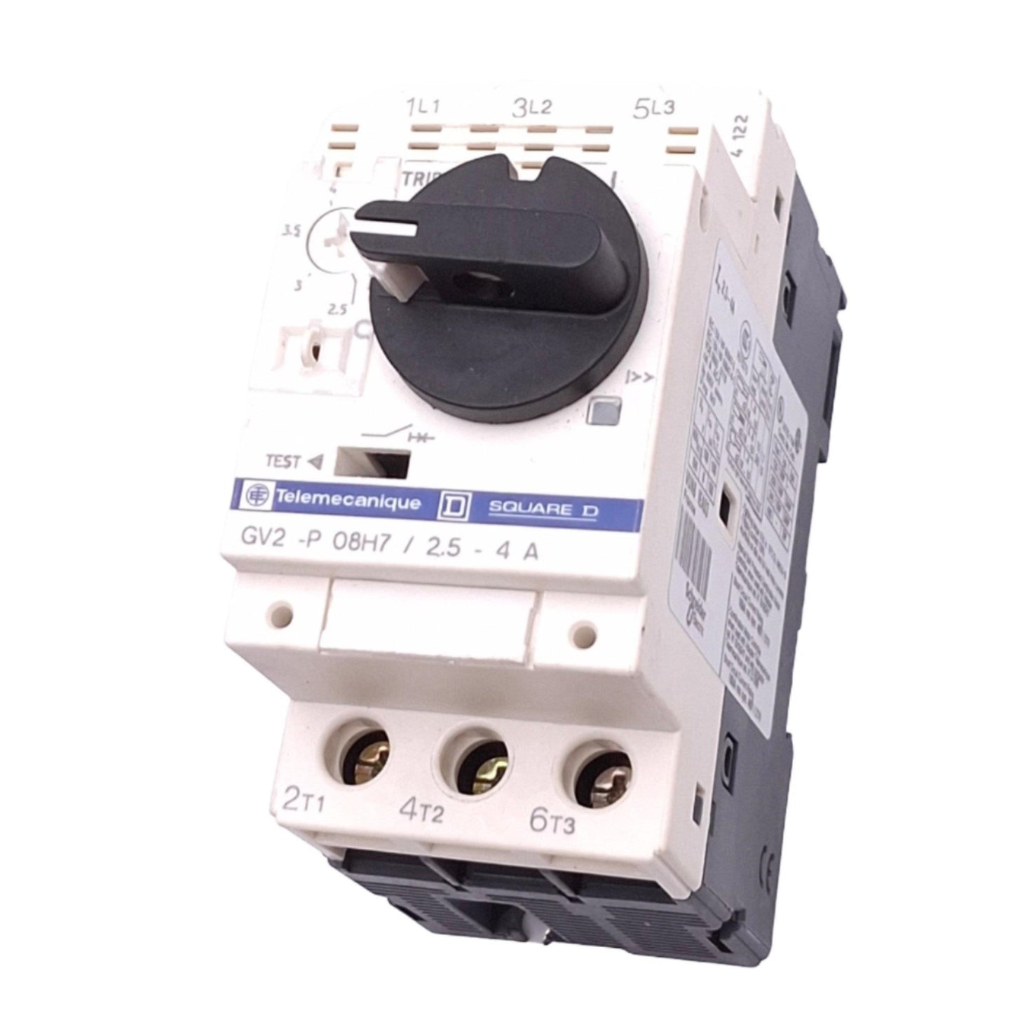 New – Open box Telemecanique GV2-P08H7 Motor Circuit Breaker, 3-Pole 2.5-4A, 2hp 480VAC Max