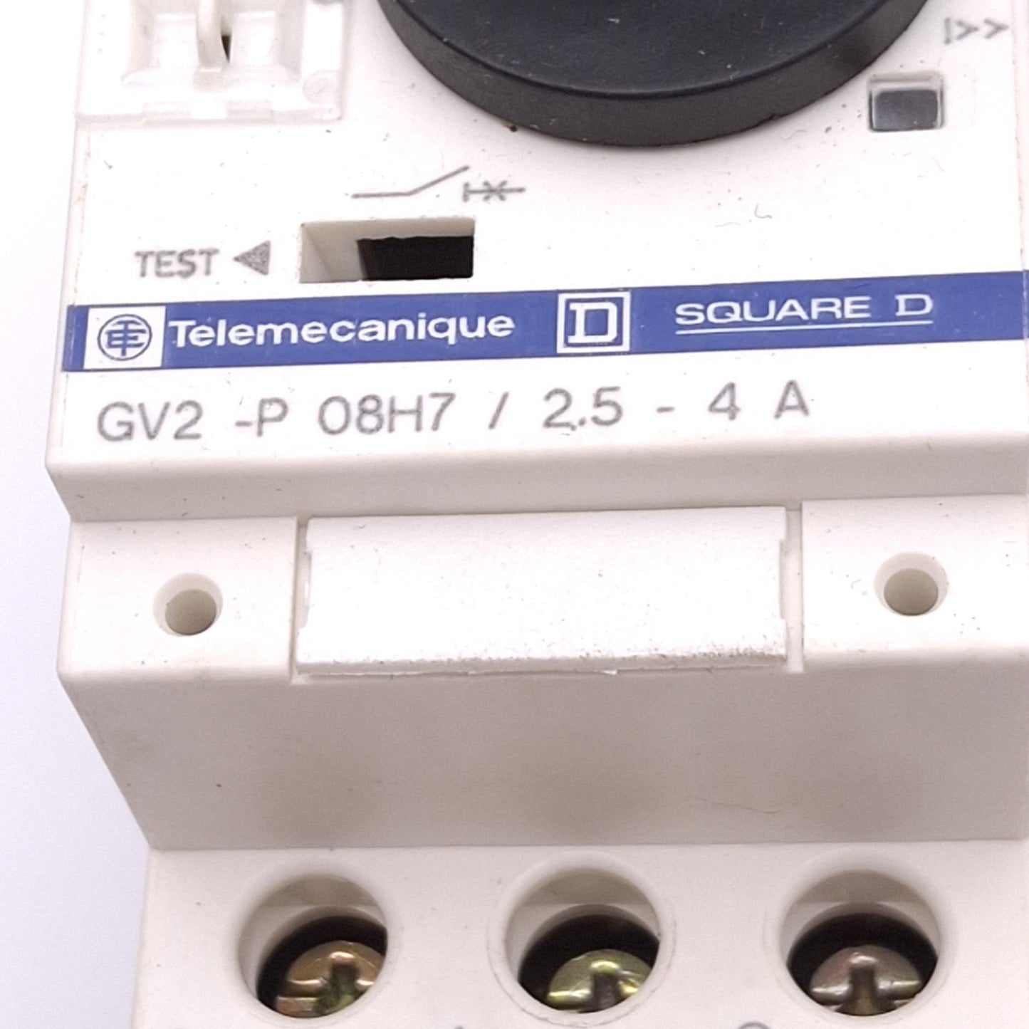 New – Open box Telemecanique GV2-P08H7 Motor Circuit Breaker, 3-Pole 2.5-4A, 2hp 480VAC Max
