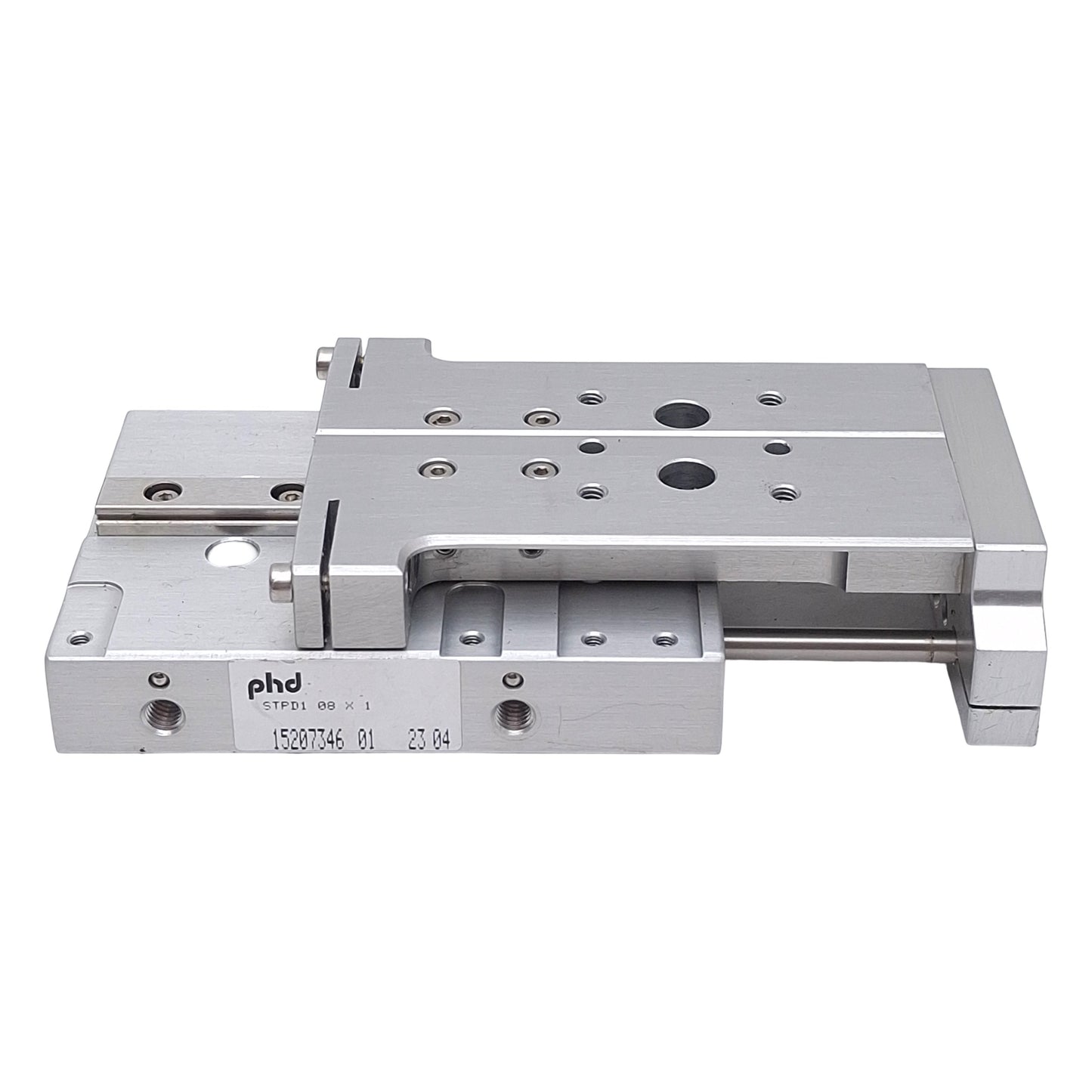 Used PHD STPD108X1 Pneumatic Slide Table, ø8mm Bore, 1in Stroke, 150psi Max, 10-32UNF