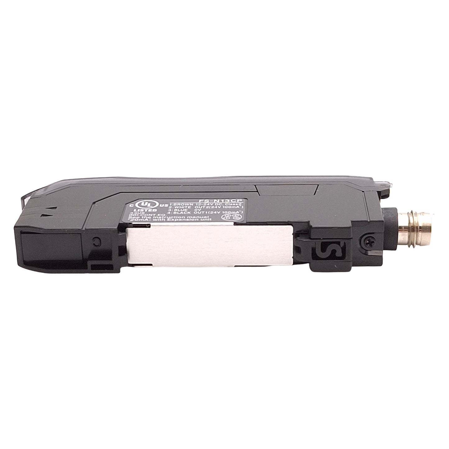 New Keyence FS-N13CP Fiber Amplifier, 2x PNP Output, Red LED, 12-24VDC, M8 4-Pin