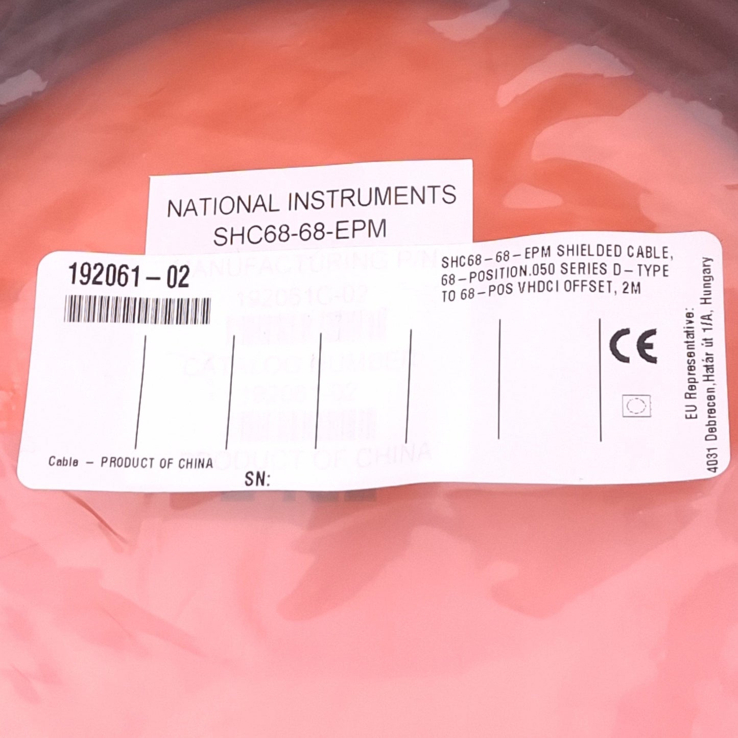 New NI 192061-02 SHC68-68-EPM DAQ Cable, VHDCI 68-Pin Male, SCSI 68-Pin Female, 2m