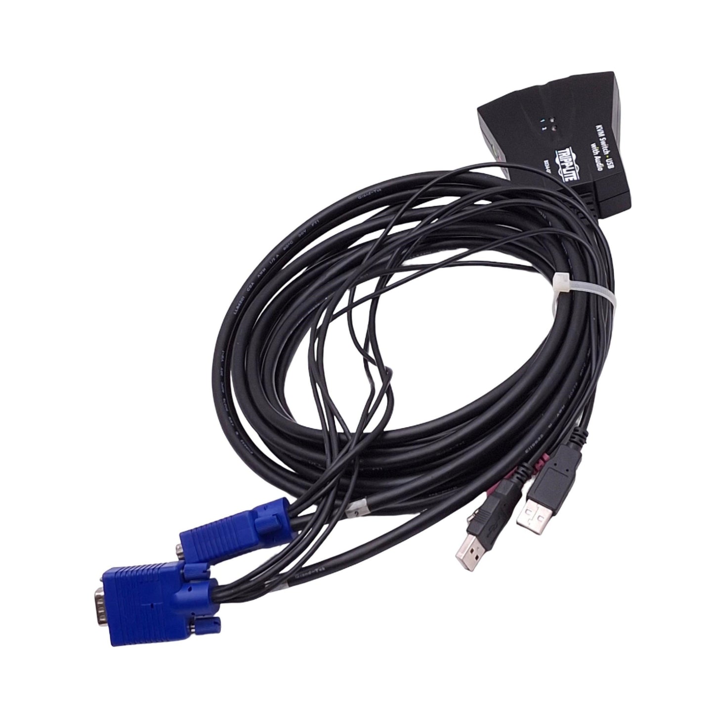Used Tripp Lite B034-002-R USB KVM Switch with Audio and Cables, 2-Port, 6ft