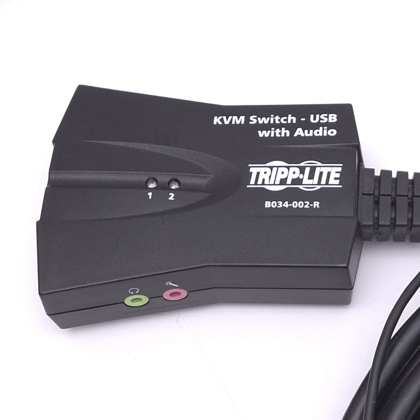 Used Tripp Lite B034-002-R USB KVM Switch with Audio and Cables, 2-Port, 6ft