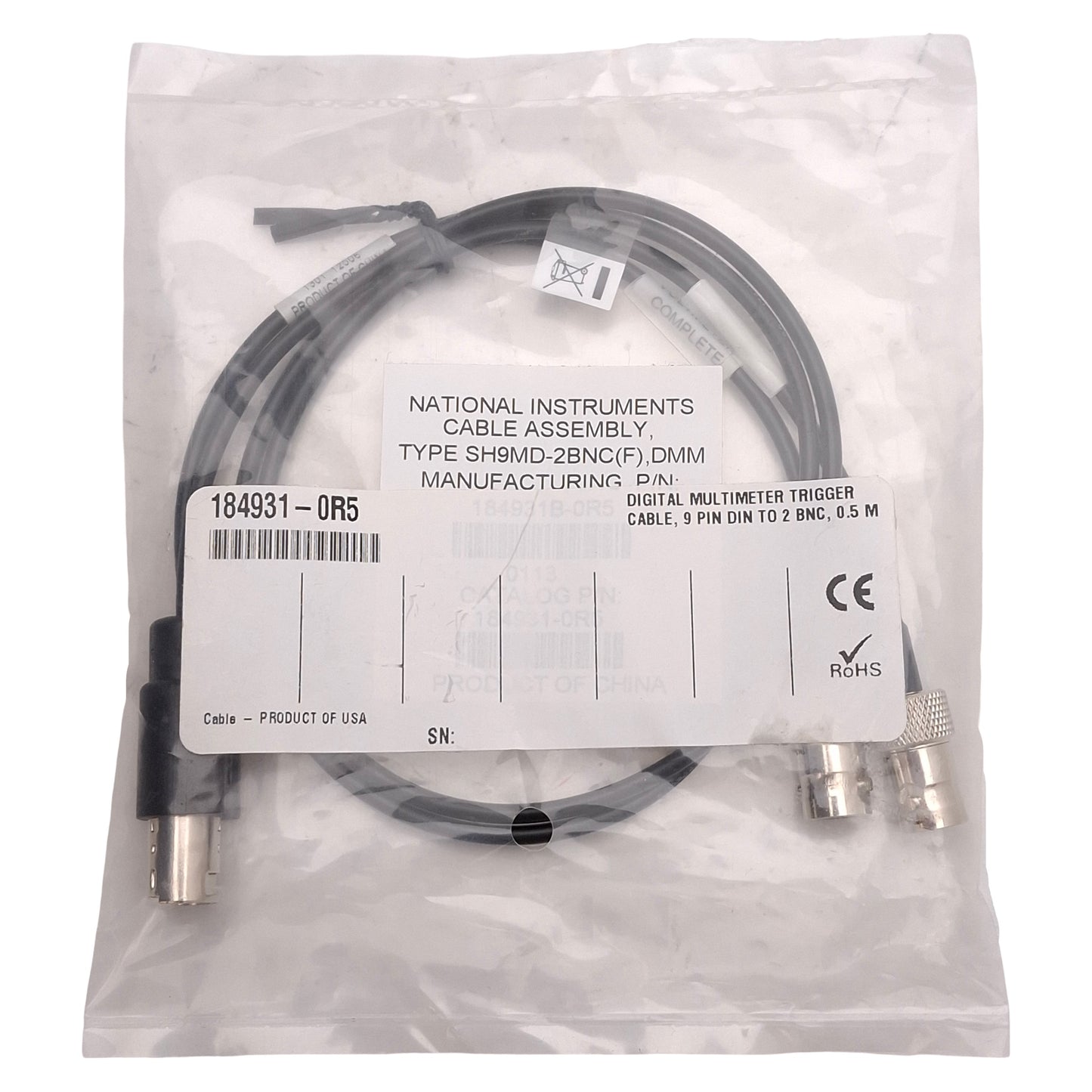 New National Instruments 184931-0R5 4060 Trigger Cable, 9-Pin DIN to BNC Male, 0.5m